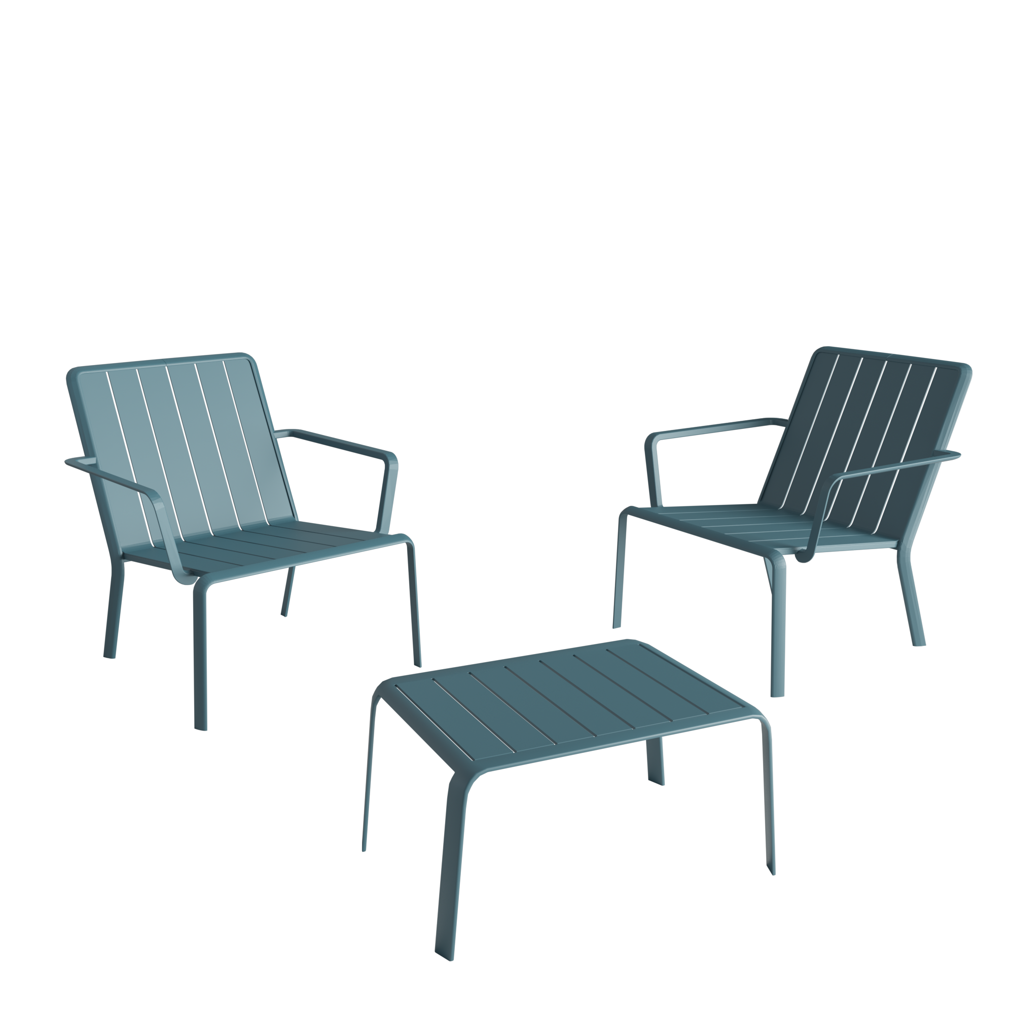 Sedia da giardino con braccioli Idaho NATERIAL, struttura e seduta in alluminio blu - 6