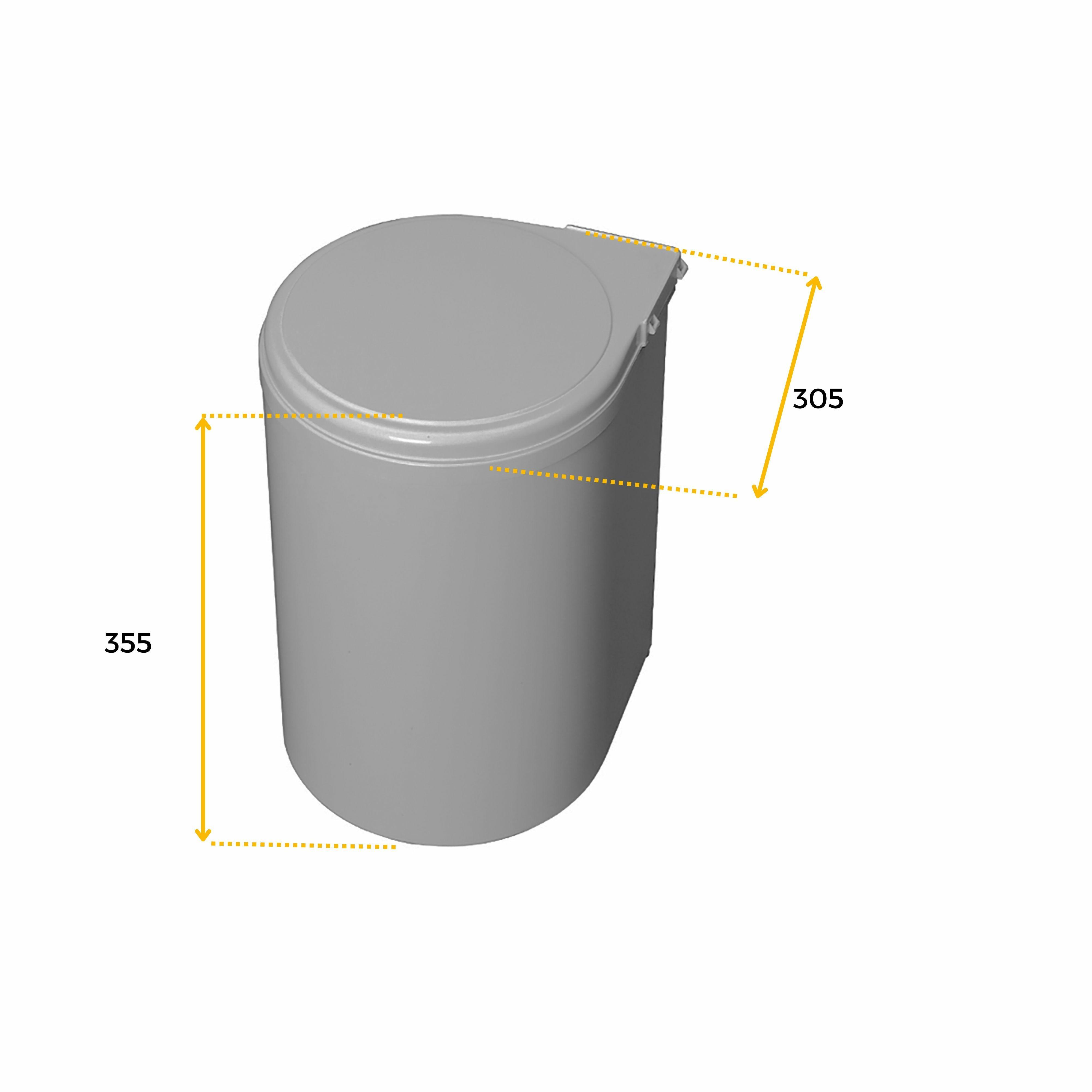 Balde do lixo para reciclagem fixar à porta do móvel 1 contentor extraível 13l plástico cinza Emuca - 6