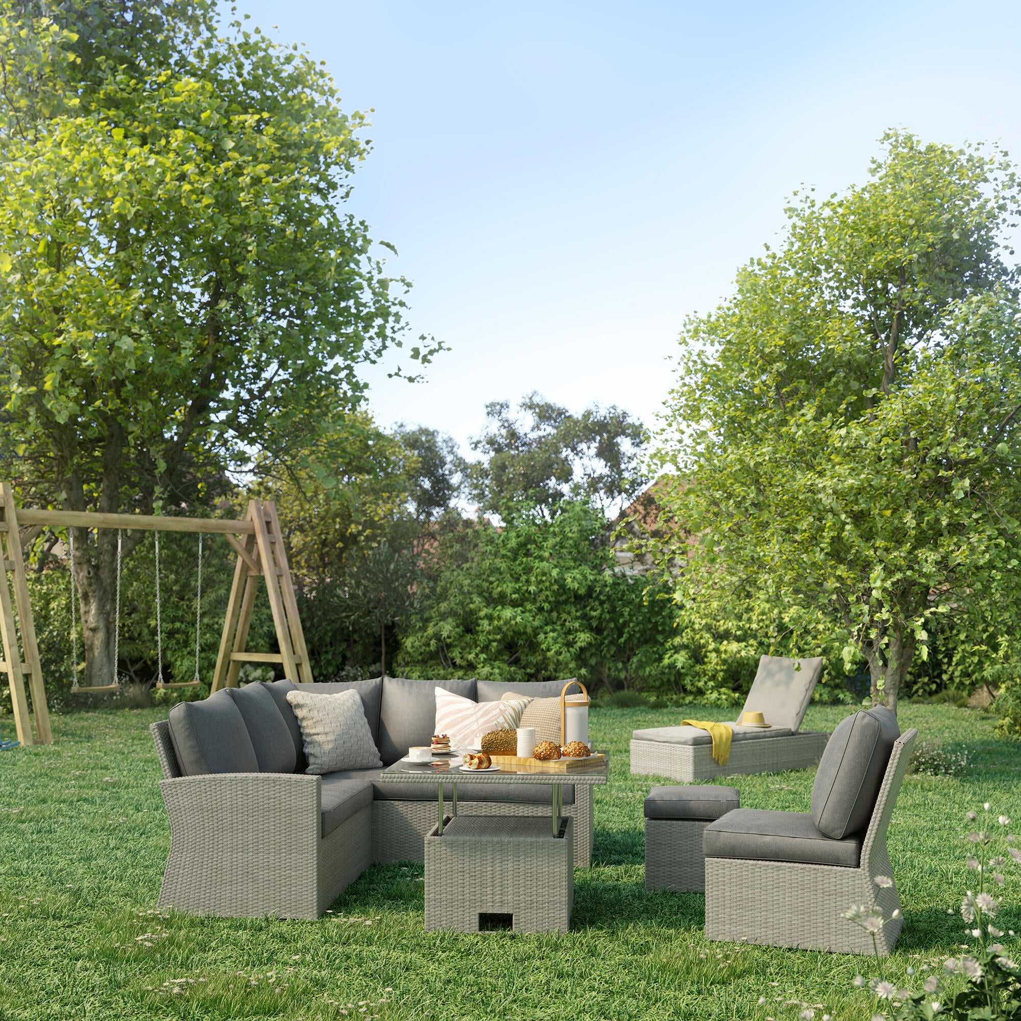 Cadeirão jardim rattan cinza Davos Naterial - 4