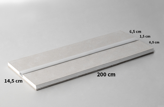Placa de cartón-yeso laminado + perfil led lineal 14.5 x 20 cm x 13 mm