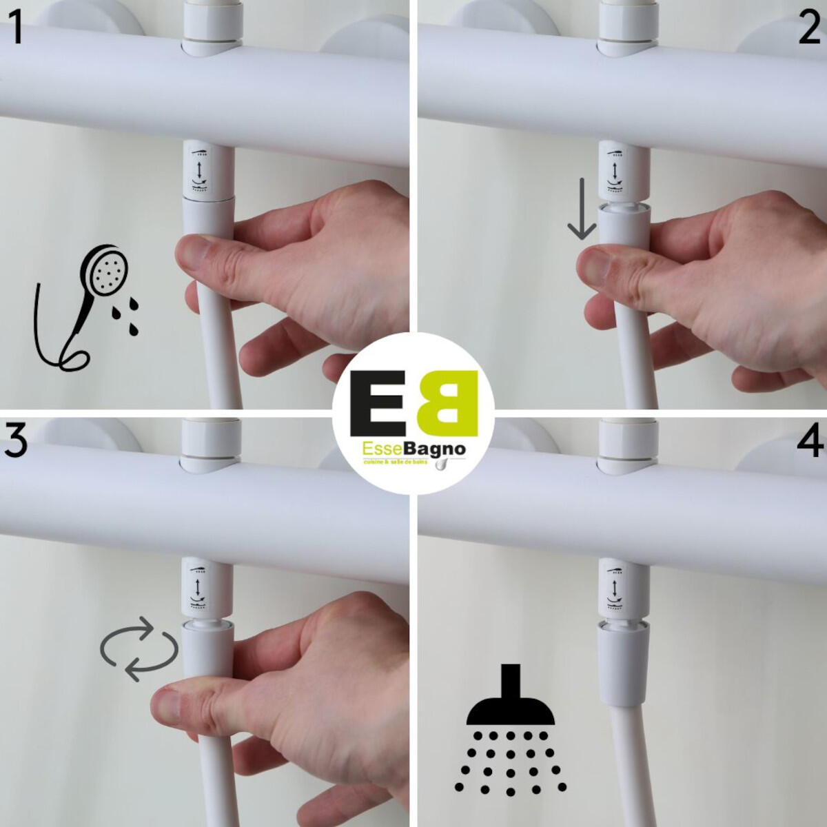 Colonne de douche mécanique ESSEBAGNO Envol Gun métal - 2