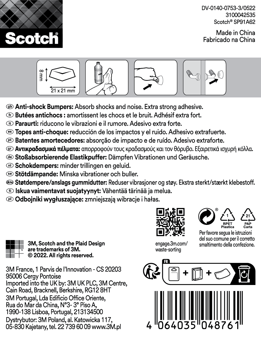 6 gotas cuadradas de plástico de 21x21 mm - 2