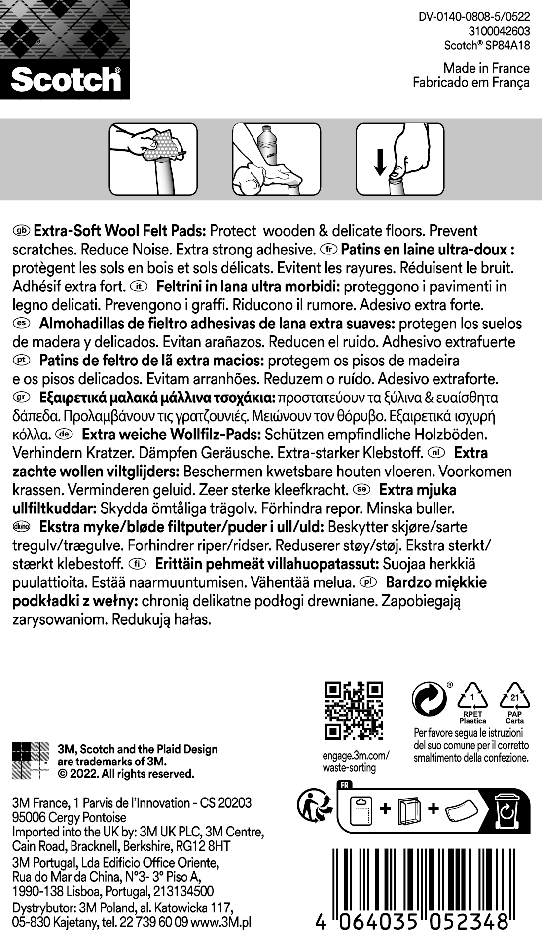 25 patins de pied de meuble en laine auto-adhésif SCOTCH Ø13 mm - 3