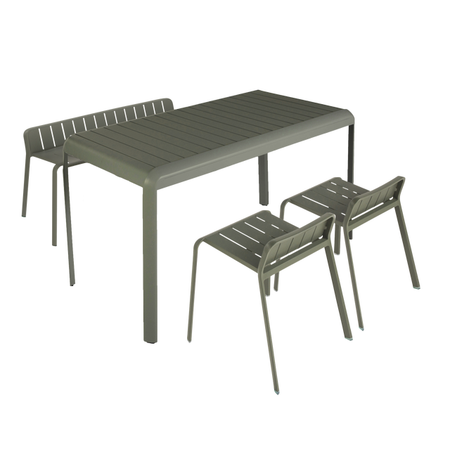 Conjunto refeição para varanda alumínio verde Naterial Idaho