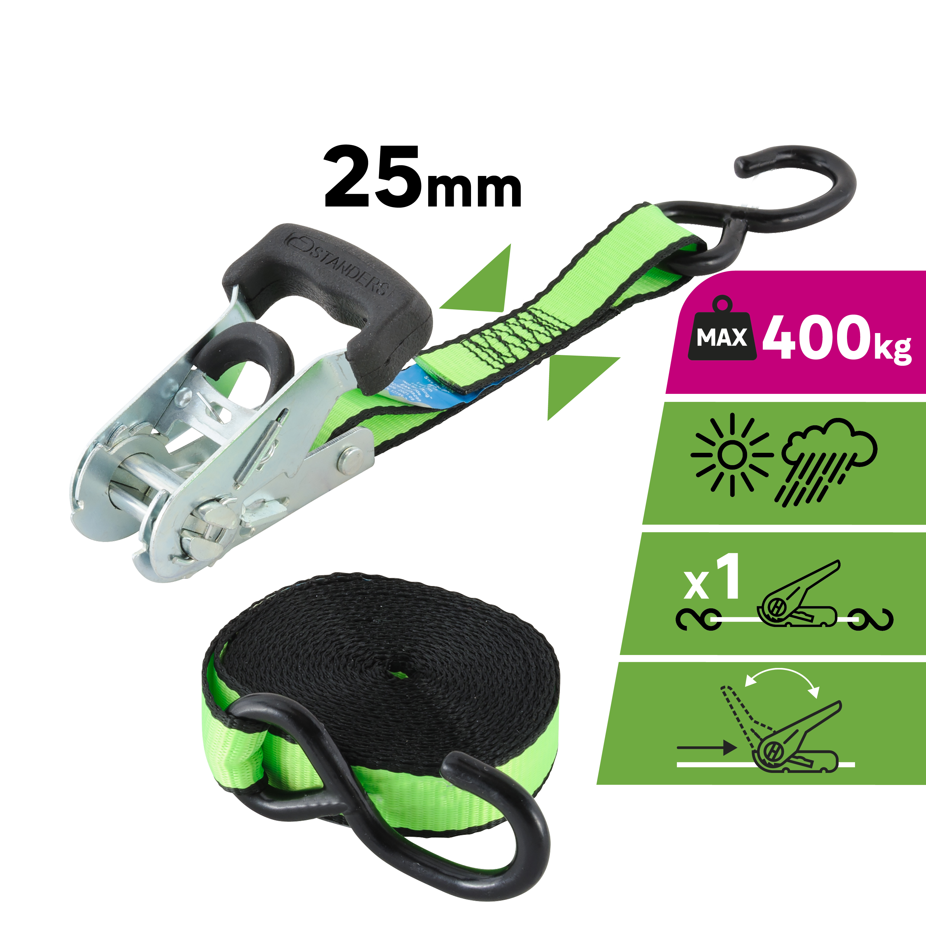 Pas transportowy 25 mm x 5 m 400 kg napinacz-hak - 8