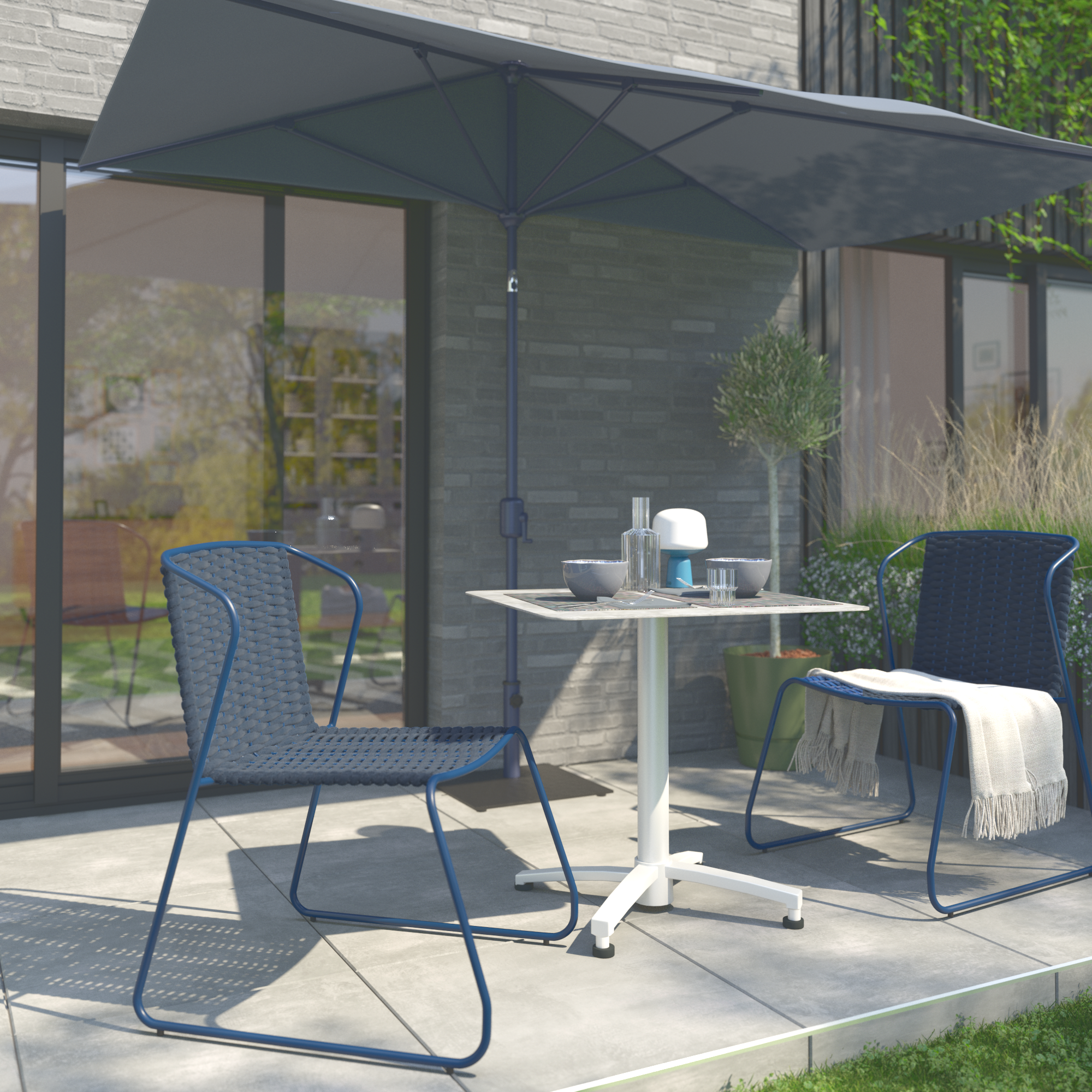 Conjunto de jardín naterial origami de aluminio marrón para 2 personas