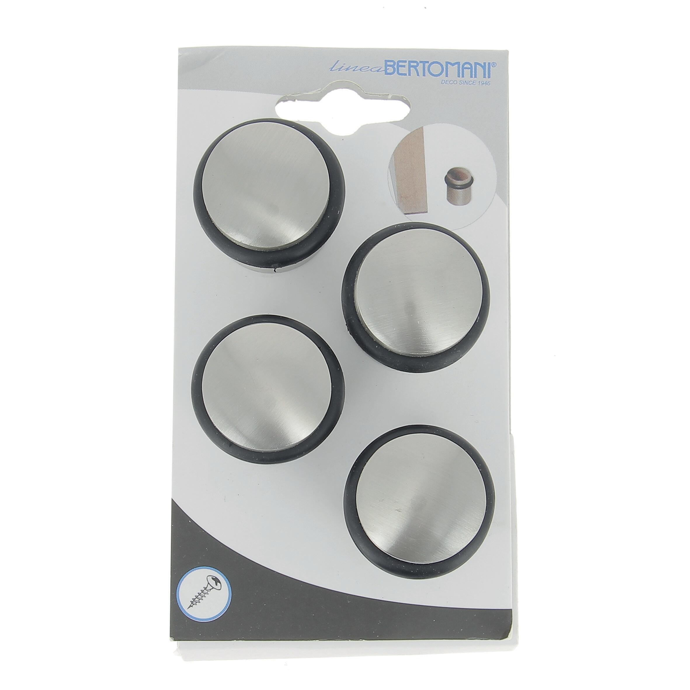 Lot de 4 butées de porte à visser aluminium LINEA BERTOMANI gris, ⌀3.4 x H.4 cm - 6