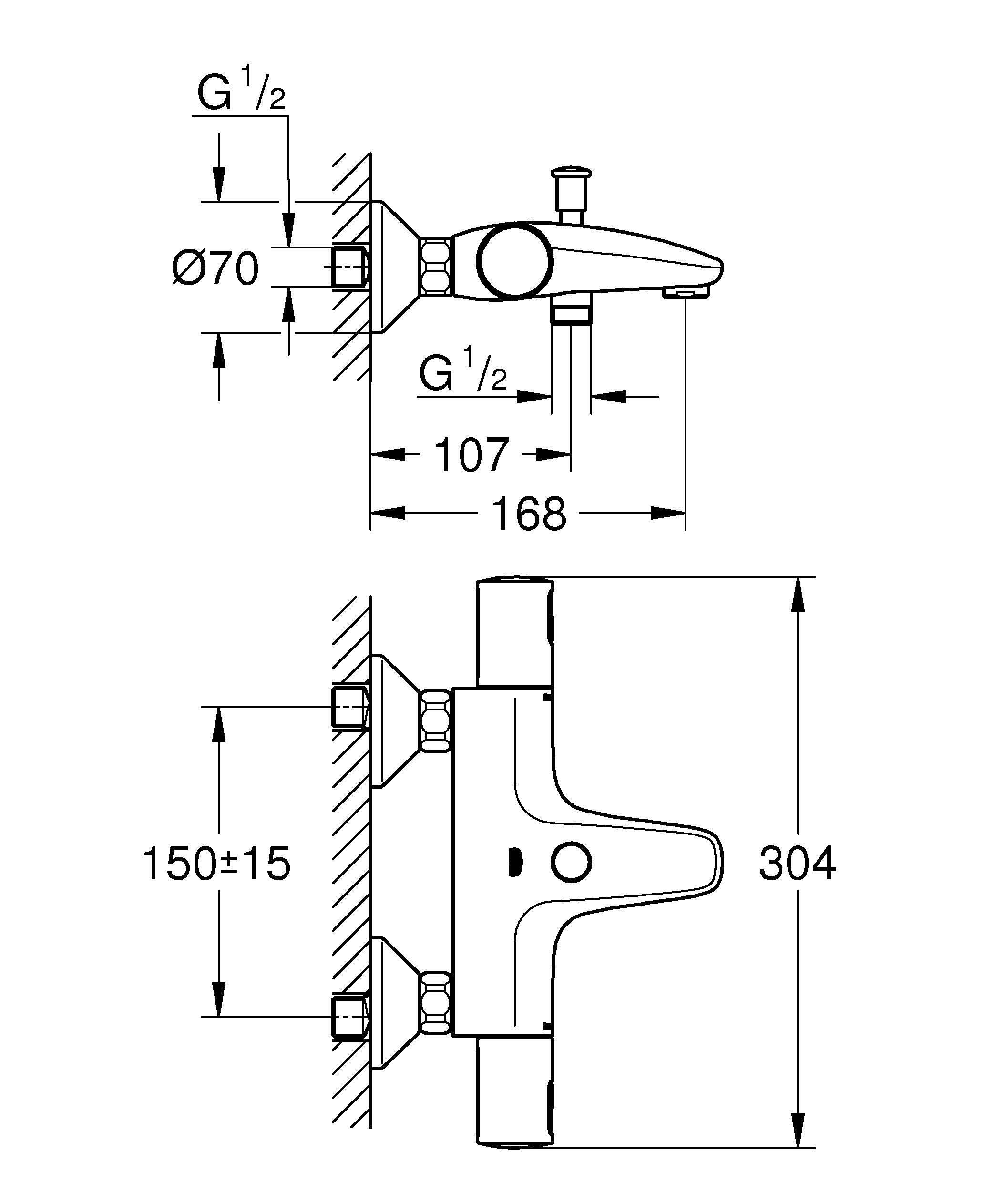 Grifo de bañera termostático GROHE Start Negro Mate negro mate Antical Latón - 3
