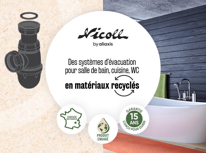 Bonde à bouchon pour bac de douche recyclé, noir, Diam..90 mm, NICOLL - 3