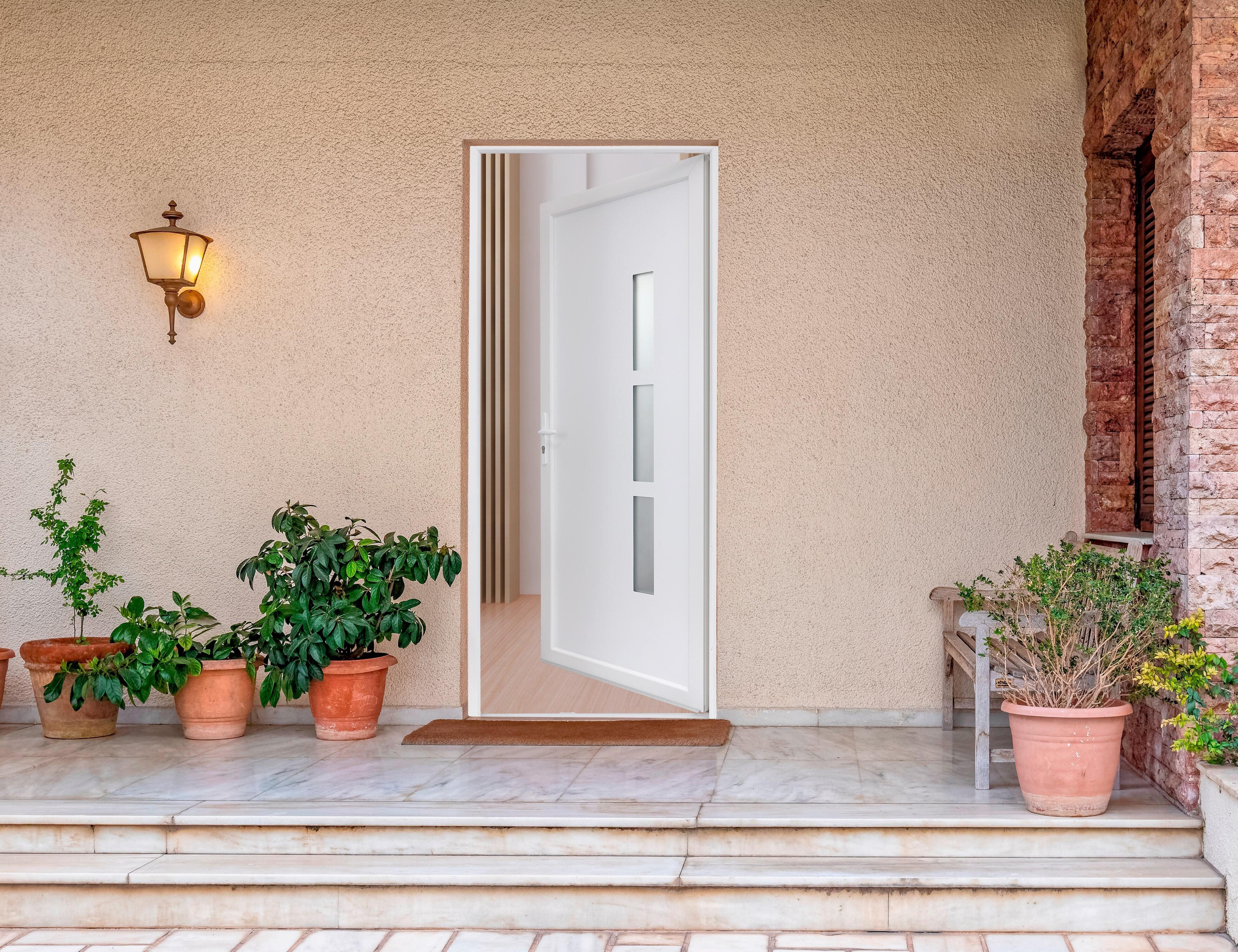 Porte d'entrée PVC Londres H.215 x l.90 cm poussant droit blanc - 4