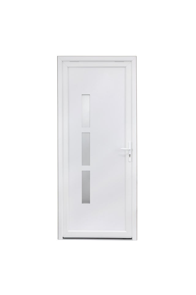 Porte d'entrée PVC Manhattan 2 Primo H.215 x l.90 cm vitrée blanc, pous. gauche