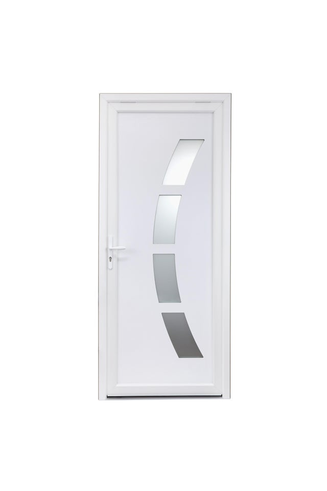 Porte d'entrée PVC Toledo Essentiel H.215 x l.90 cm vitrée blanc, poussant droit