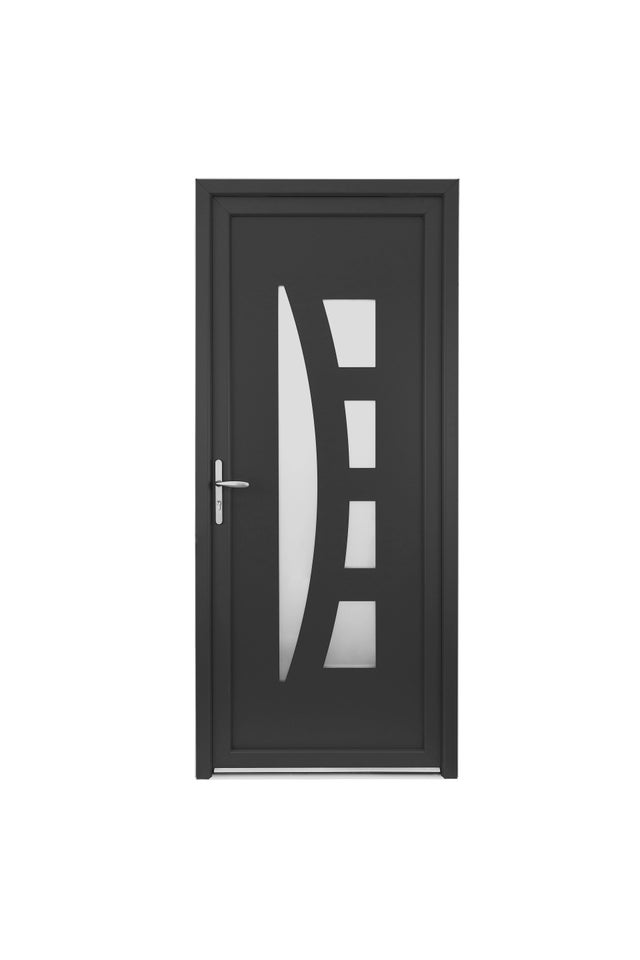 Porte d'entrée PVC Riwa Essentiel H.215 x L.90 cm gris poussant gauche