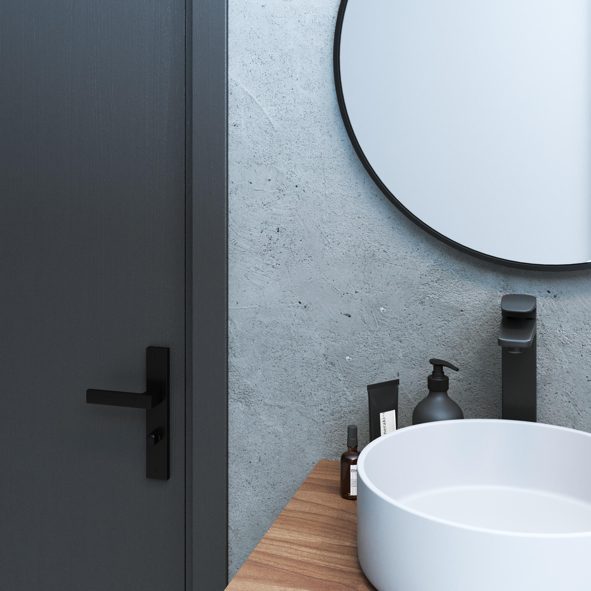 2 poignées sur plaque à condamnation Abby aluminium noir mat, entraxe 195 mm - 4