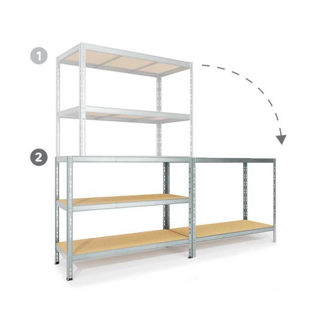 Etagère acier galvanisé SPACEO, 5 tablettes l.120xH.196xP.40 - 12