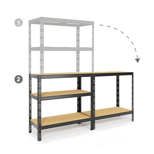 Etagère acier époxy SPACEO, 5 tablettes, l.90 x H.176 x P.40 cm