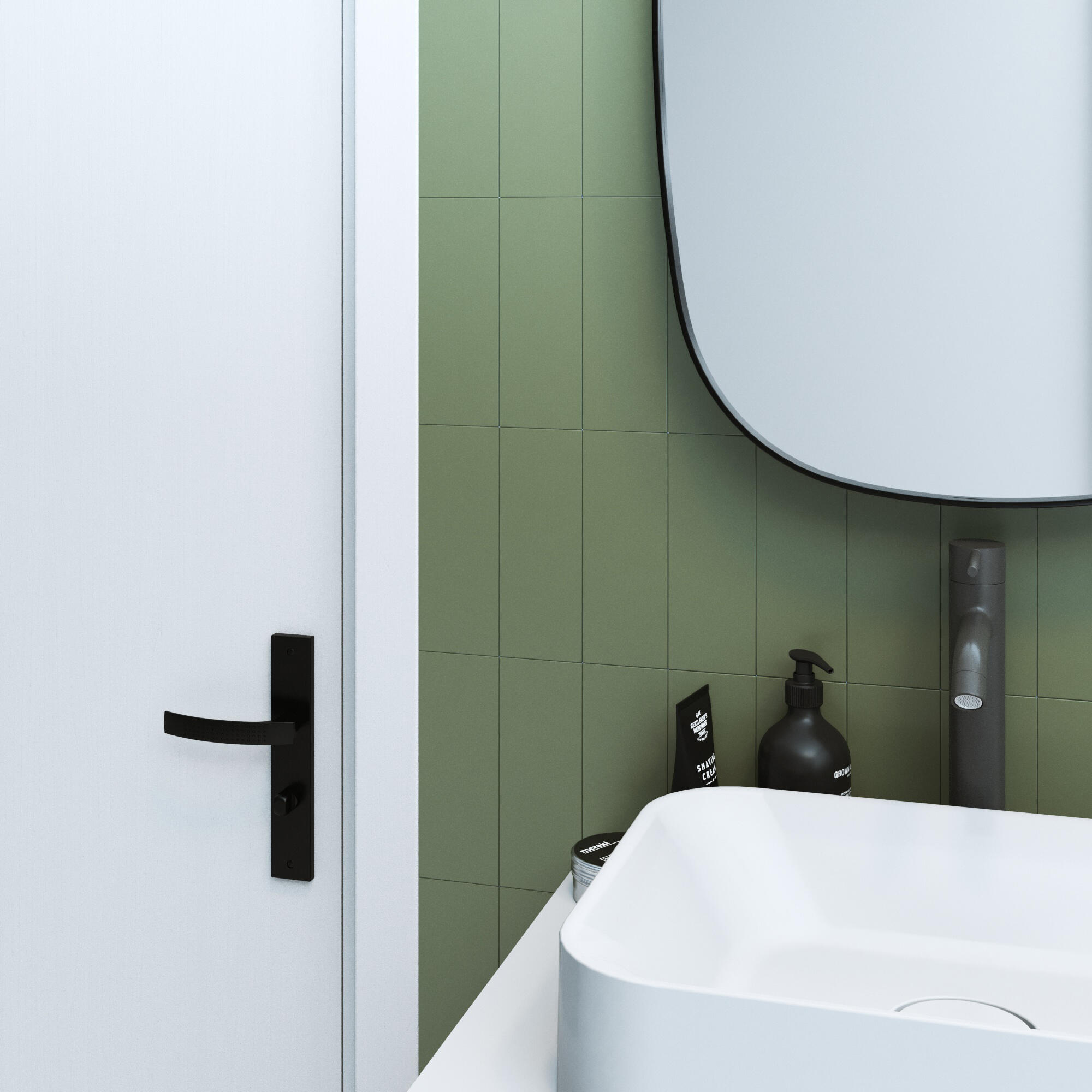 2 poignées sur plaque condamnation Louna aluminium noir mat, entraxe 195 mm - 4