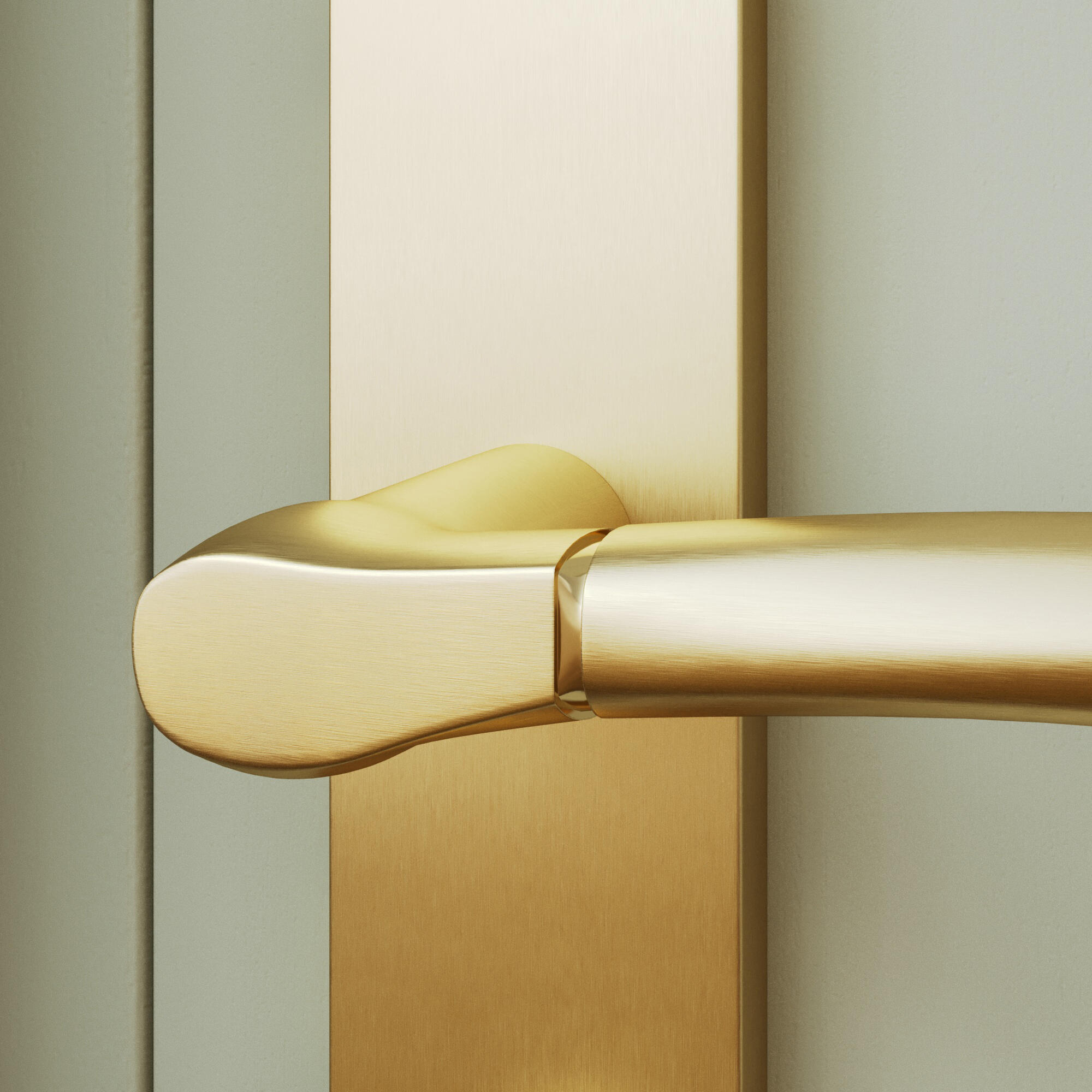 2 poignées sur plaque à condamnation Eina alu laiton brossé, entraxe 195 mm - 3