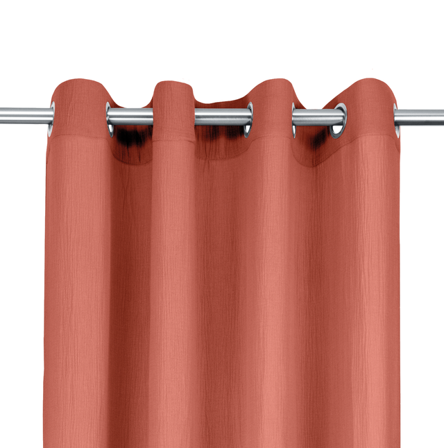 Rideau tamisant, Suzan coton, corail H.280 x l.140 cm INSPIRE