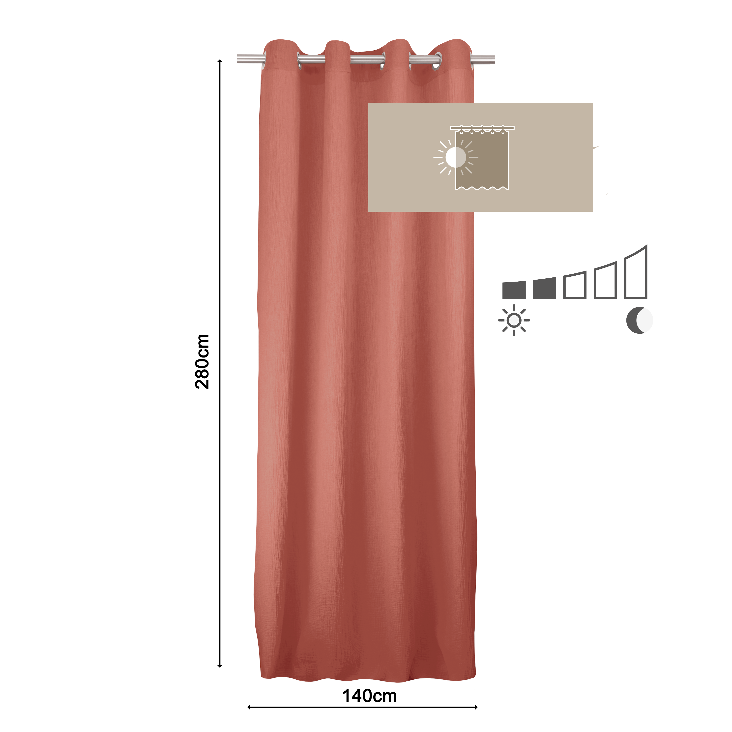 Tenda INSPIRE Suzan chili 1 arancio, occhiello 140x280 cm - 12
