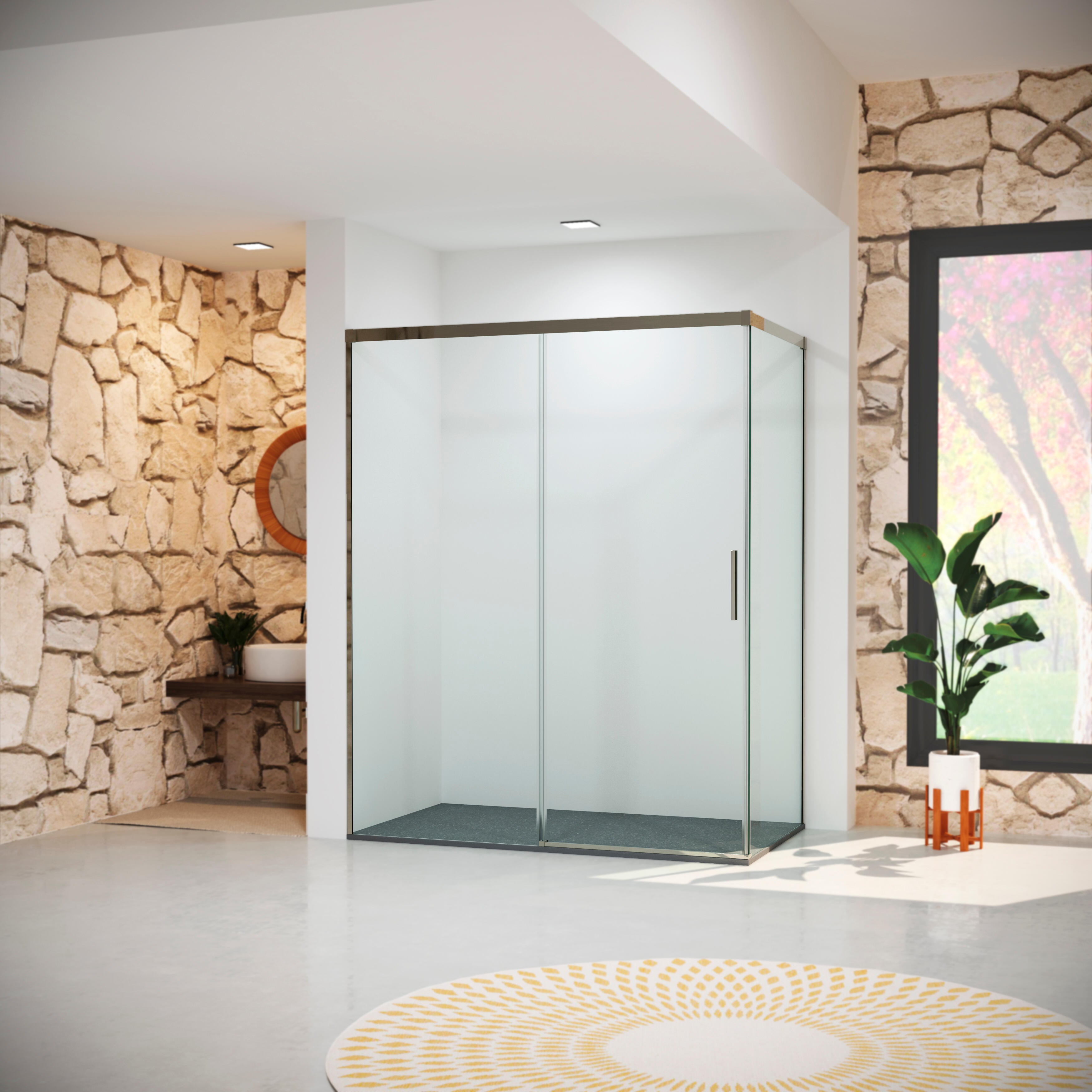 Mampara lateral fijo transparente vitria perfil cromo 70x199.2 cm 6mm