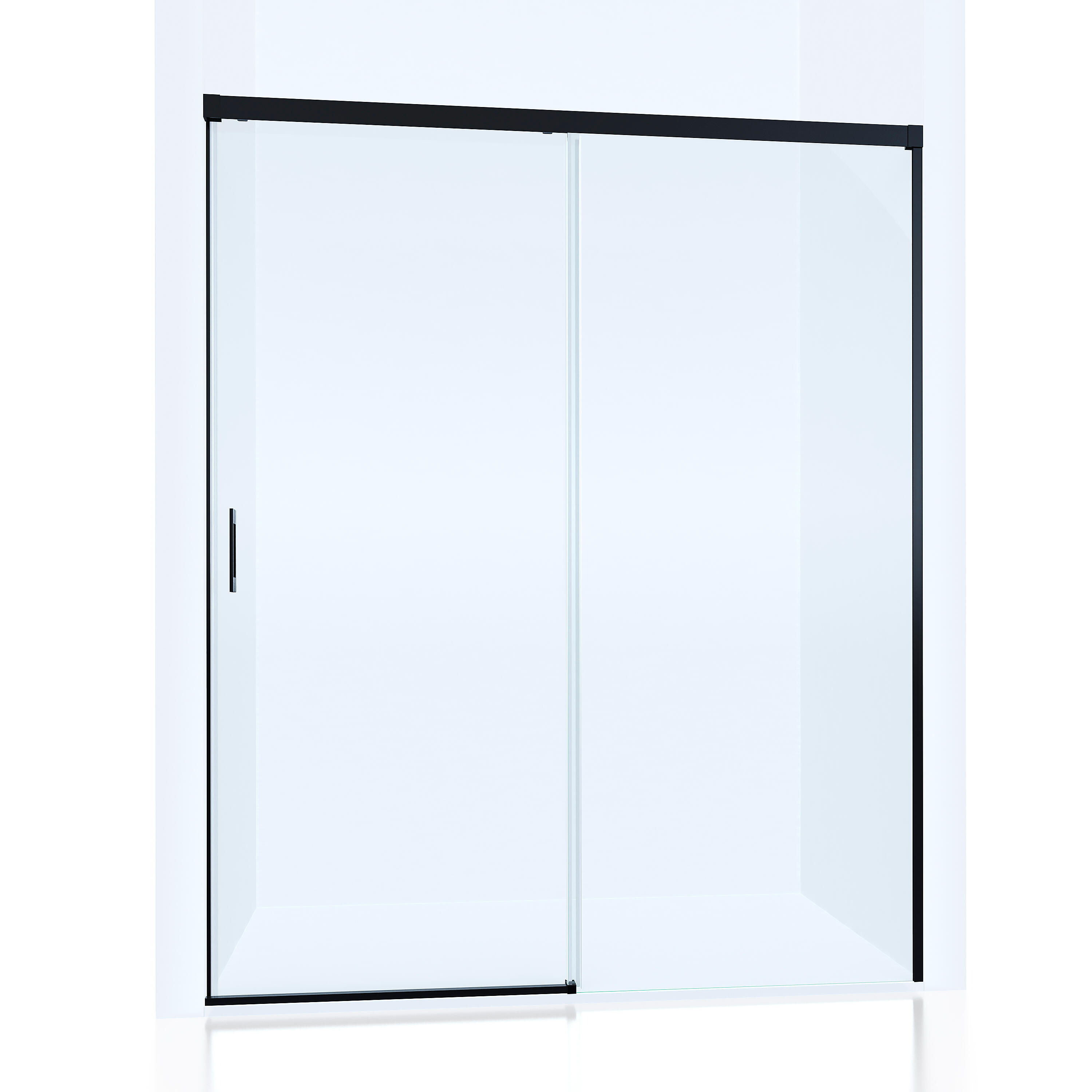 Mampara de ducha frontal 1 fijo + 1 puerta corredera transparente Vitria perfil aluminio negro (100-105)x199.2 cm cierre de sobreponer marca Glassinox - 11