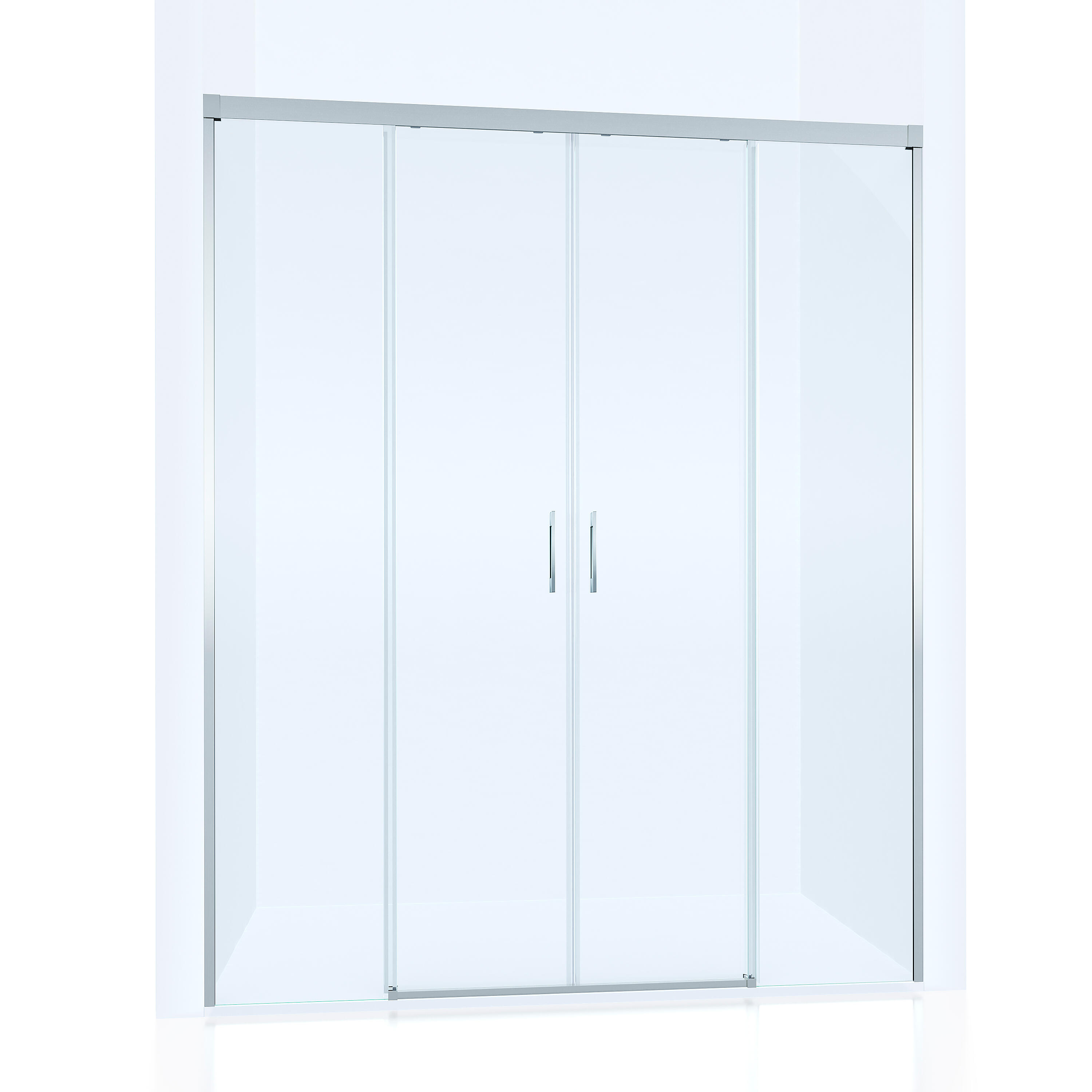 Mampara de ducha frontal 2 fijos + 2 puertas corredera transparente Vitria perfil aluminio cromo (135-140)x199.2 cm cierre magnético marca Glassinox - 11