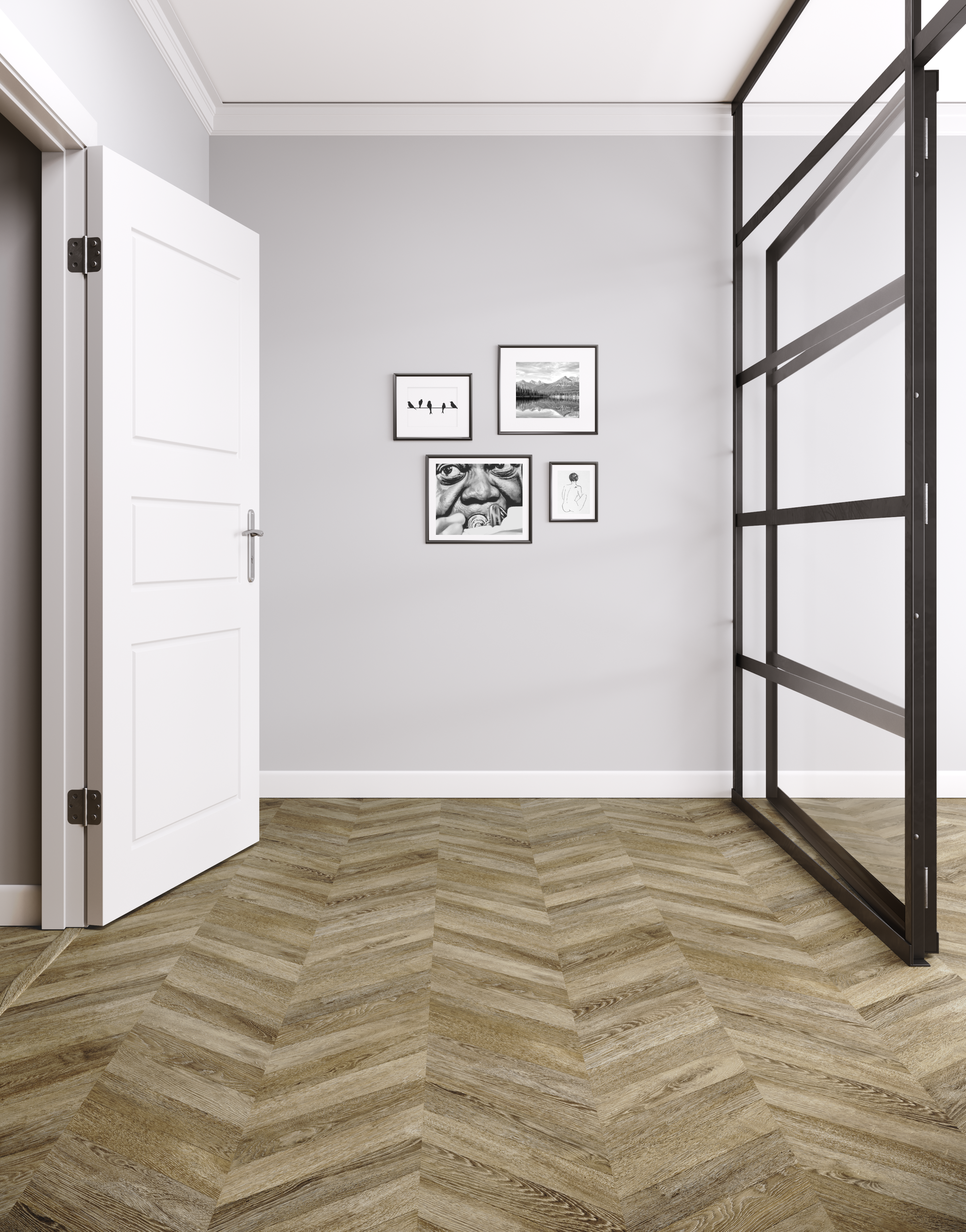 Panele podłogowe laminowane wodoodporne jodełka AC6 8 mm FAUS Chevron classic ciemne drewno - 3