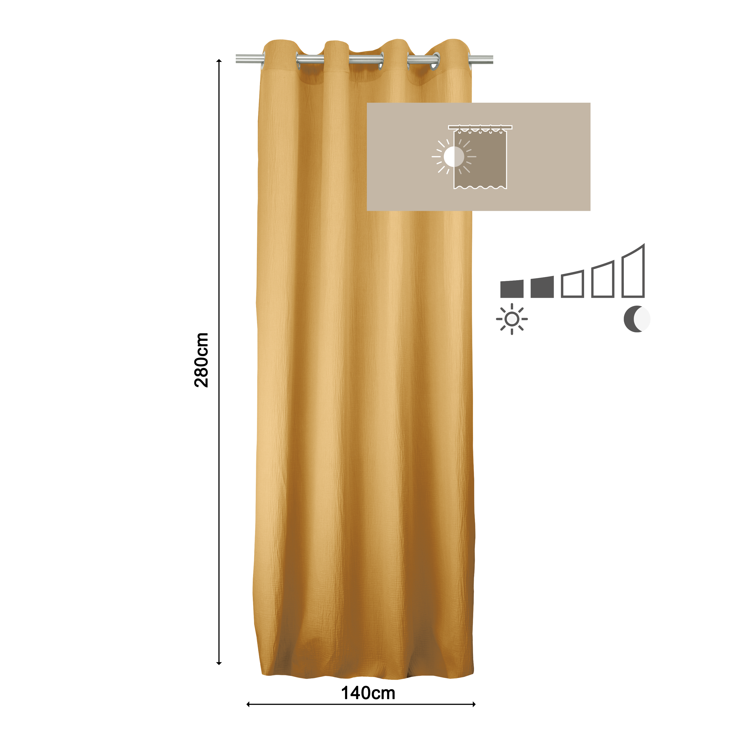 Tenda INSPIRE Suzan jane 4 giallo, occhiello 140x280 cm - 19