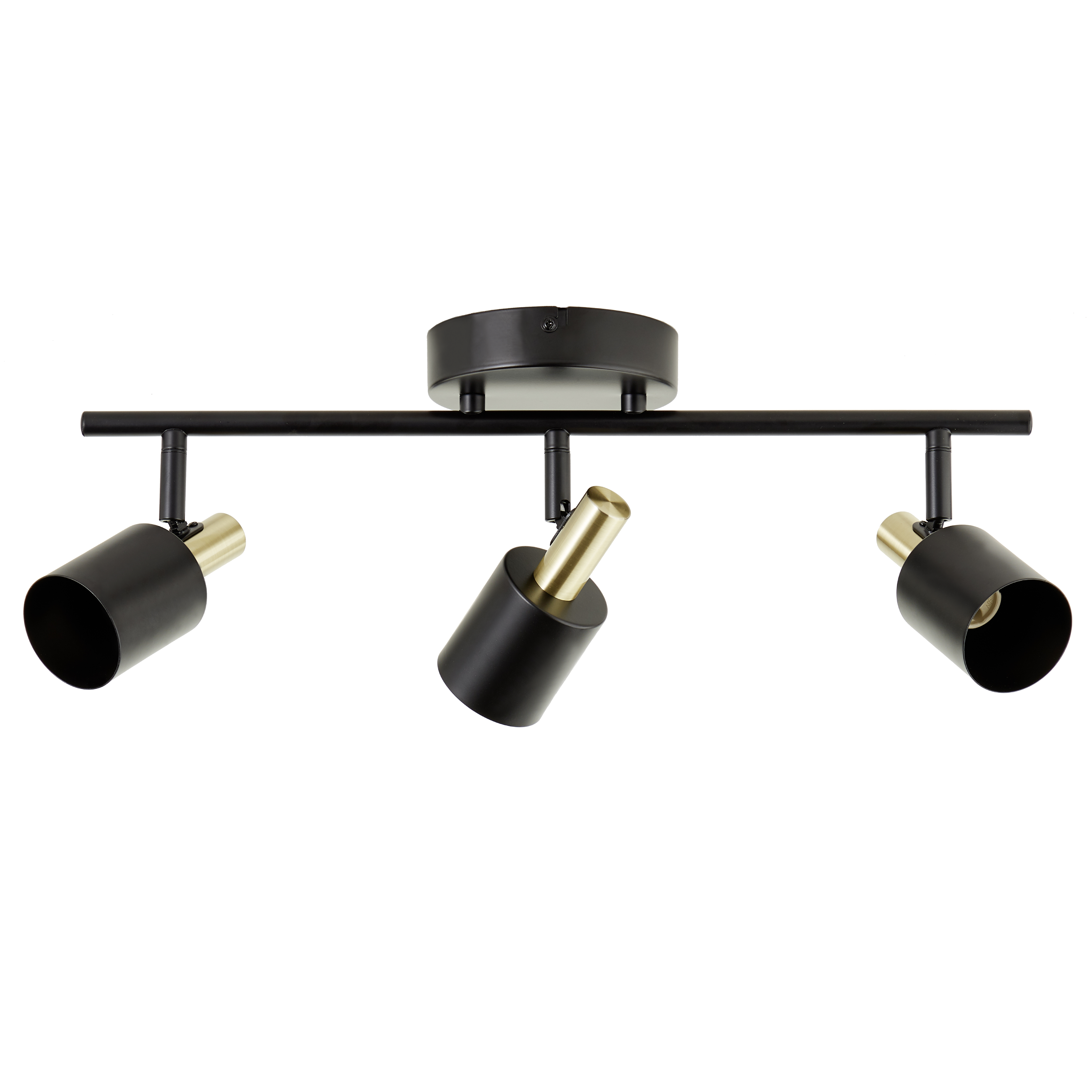 Rampe 3 spots GU10, glamour, métal noir et laiton, Vador, INSPIRE - 2