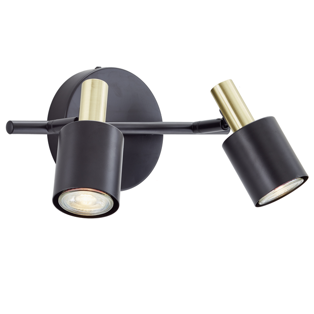 Rampe 2 spots Vador, produit sans abat-jour noir, GU10, INSPIRE