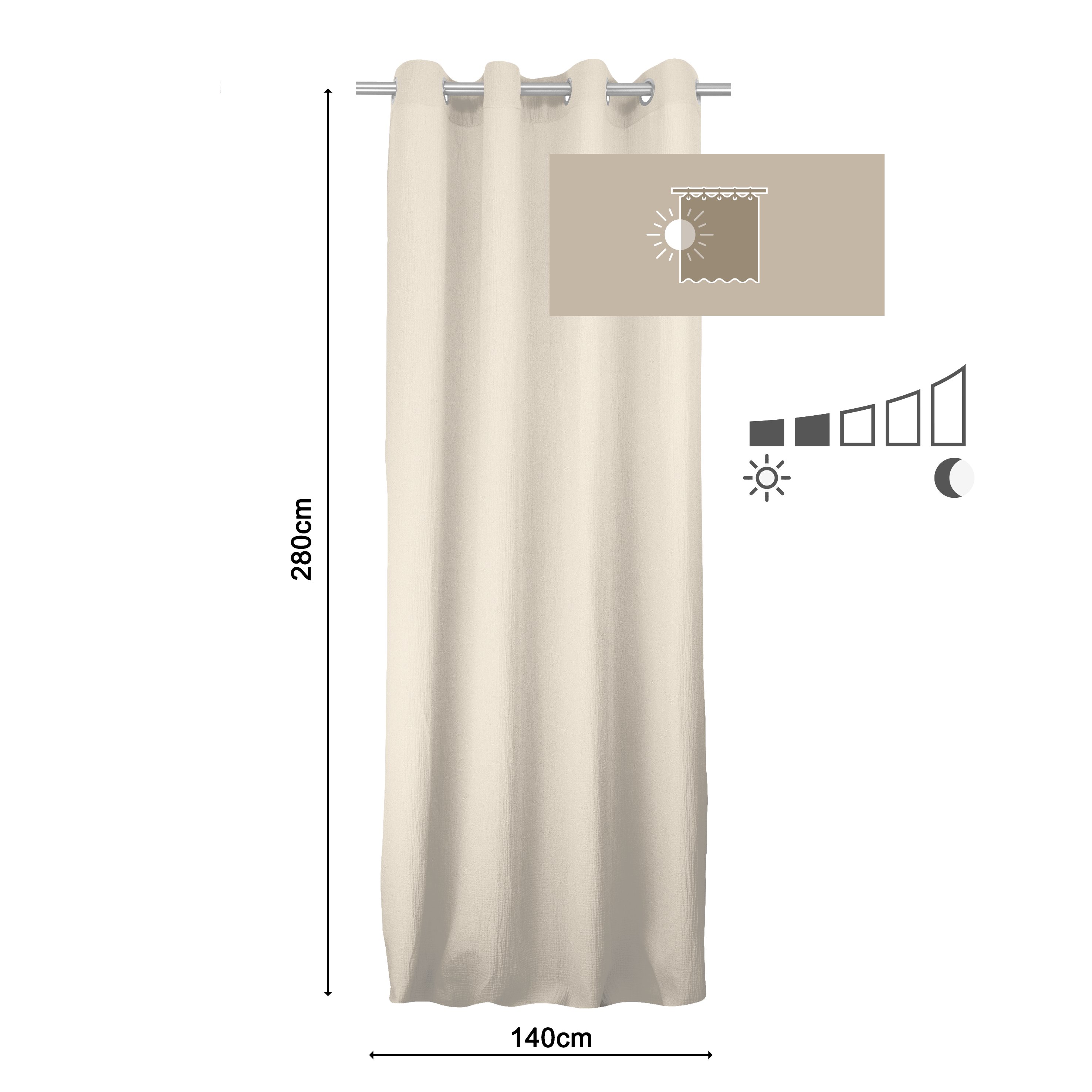 Cortina  ollaos Suzan algodón INSPIRE liso trench de 140x280cm - 2
