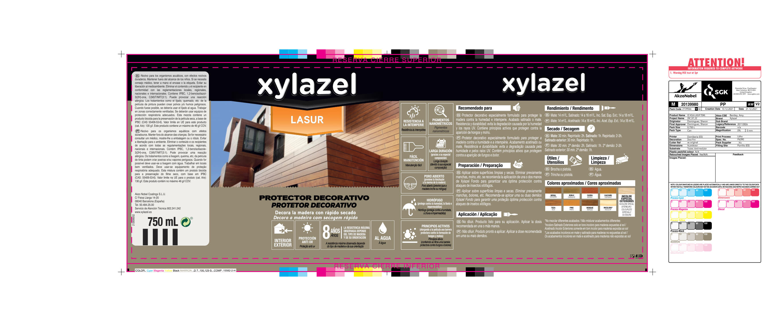 LASUR ACRÍLICO MATE XYLAZEL 750ML INCOLORO - 3