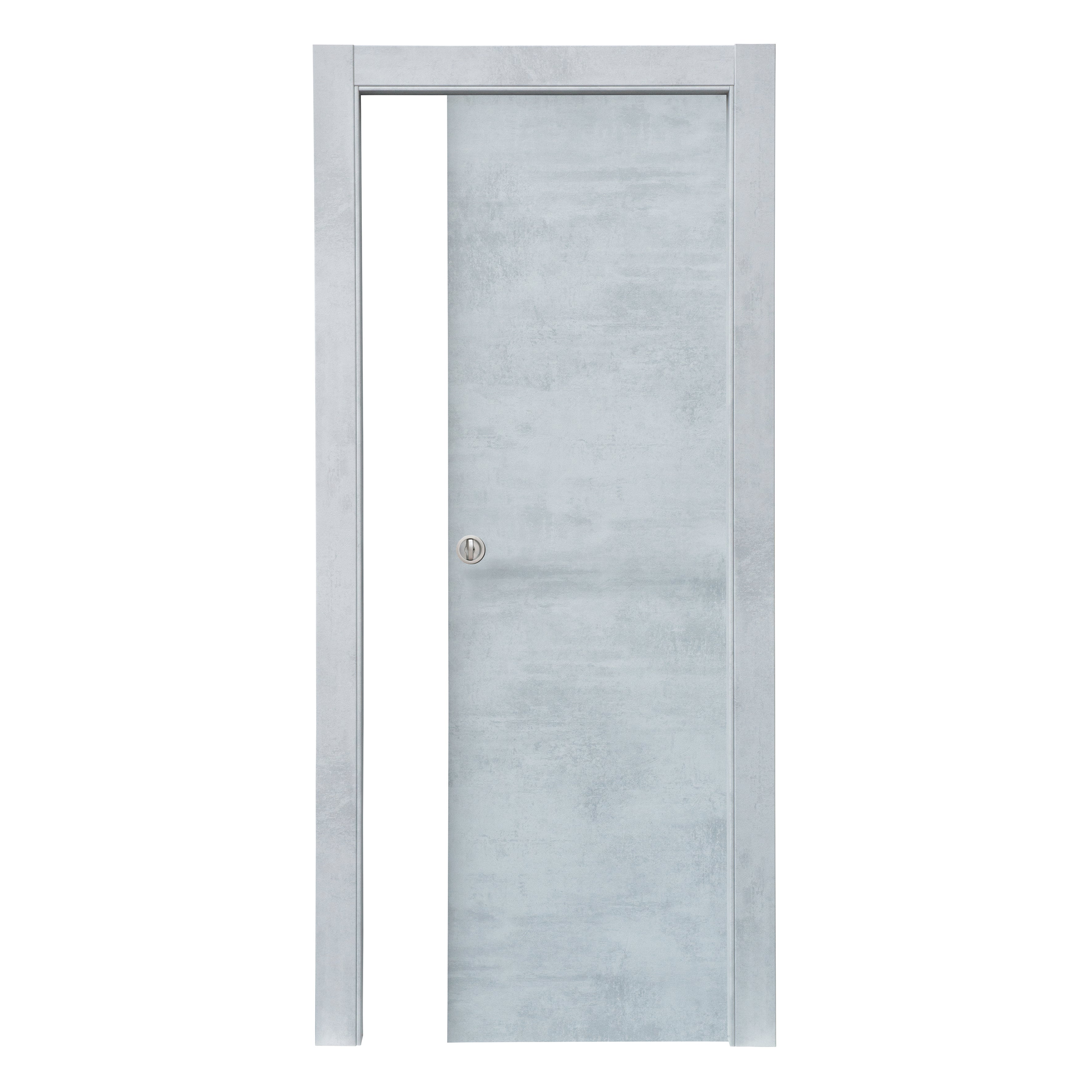 Porta scorrevole in MDF, L 80 x H 210 cm, cemento grigio, apertura reversibile CEMENTO - 3