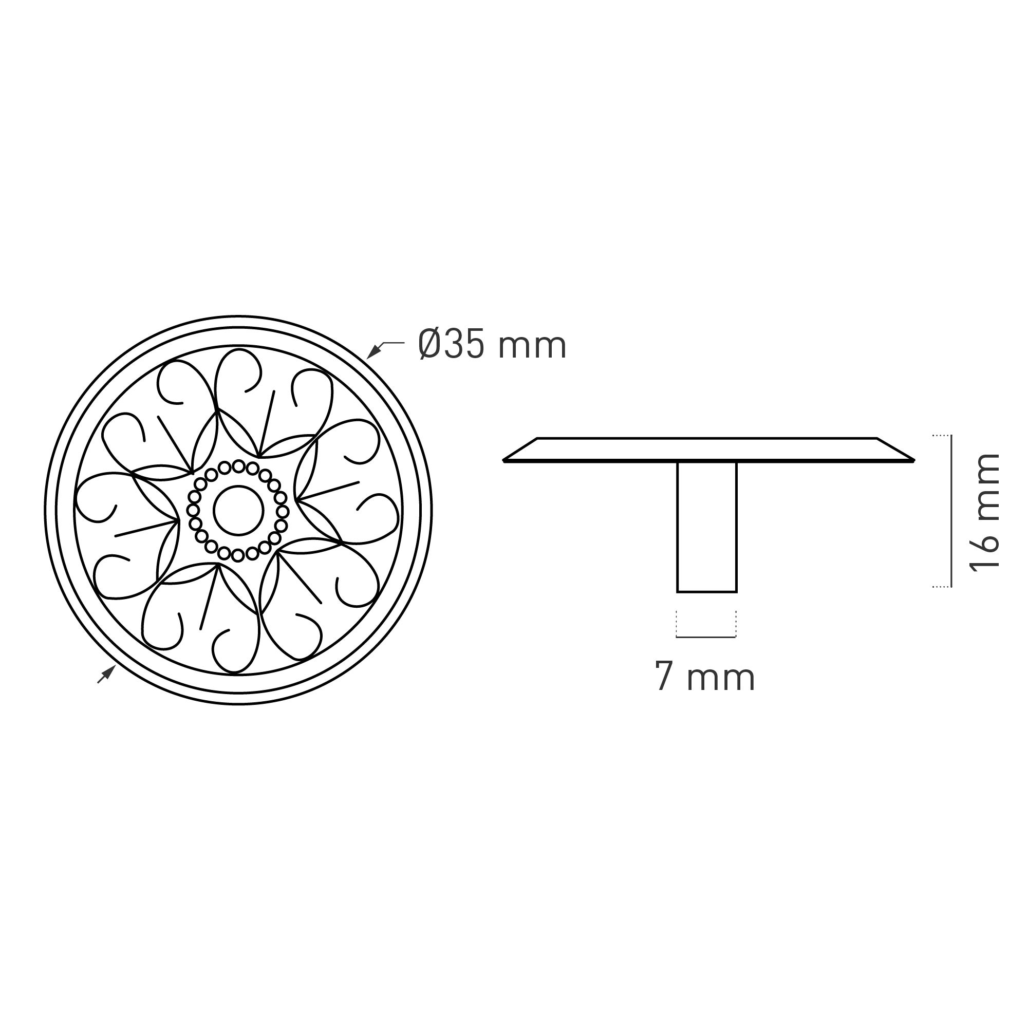 Puxadores para móvel Nesu redondo couro velho 35mm - 3