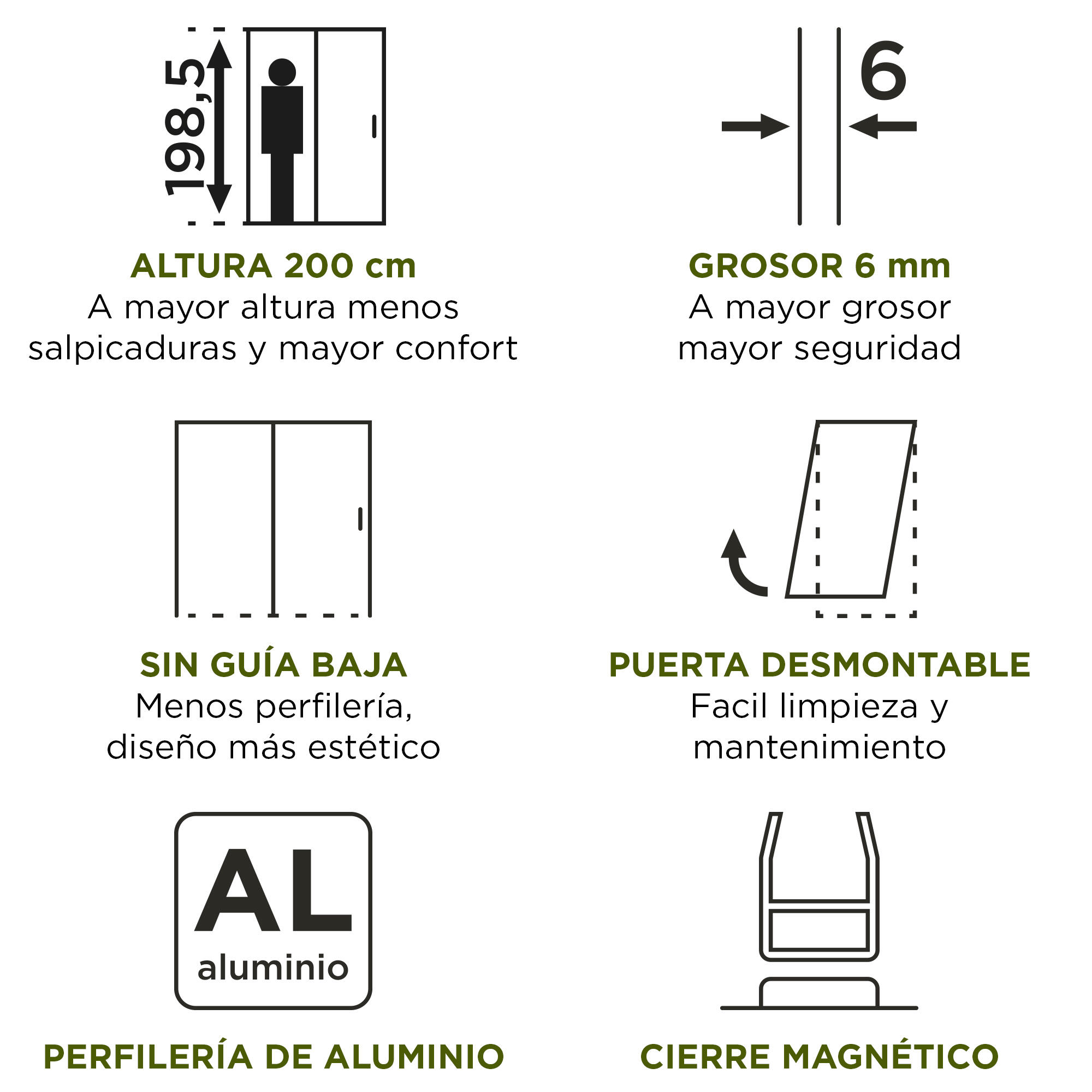 Mampara corredera Vitria transparente perfil negro mate 6mm (160-165)x150cm - 17