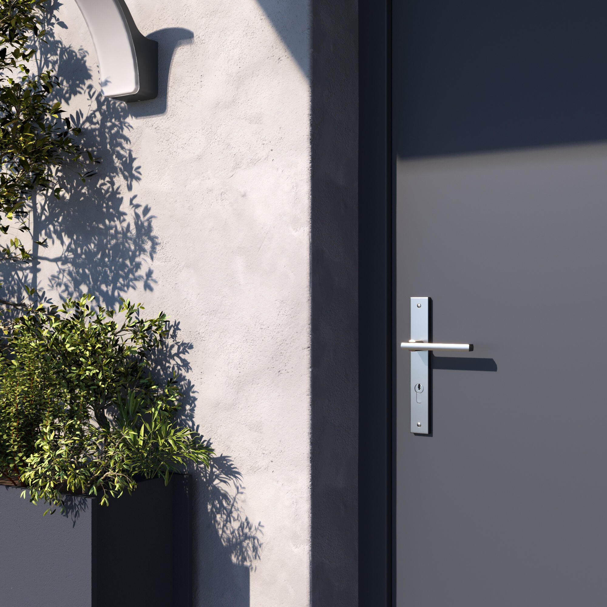 Poignée de porte sur plaque aspect nickel entraxe 195 mm Clé en I DAREN x2 - 4