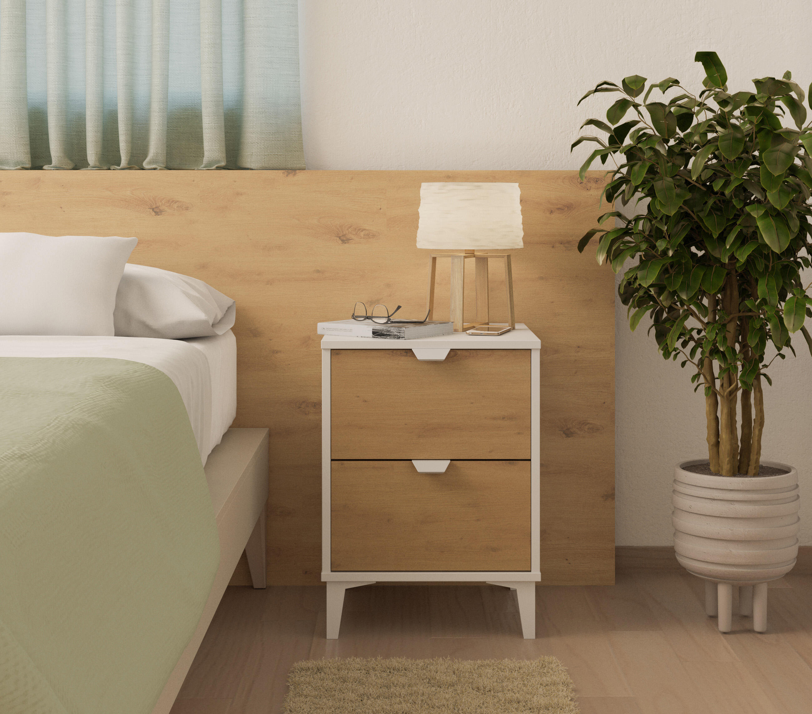 Mesilla Home Eria blanca y roble con 2 cajones de 40.2x56.2x35 cm - 7