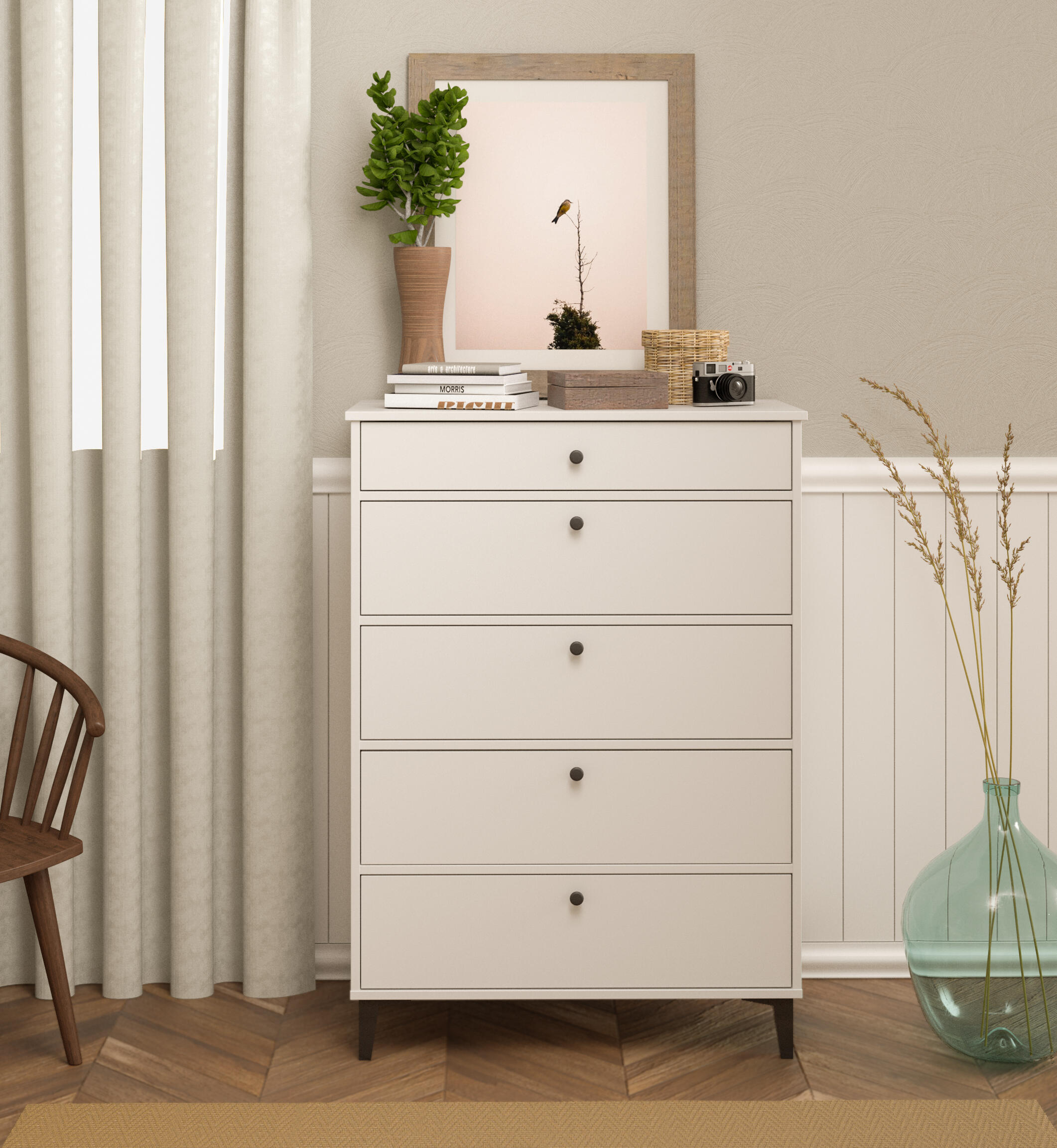 Mesilla Home Eria blanca y roble con 2 cajones de 40.2x56.2x35 cm - 18