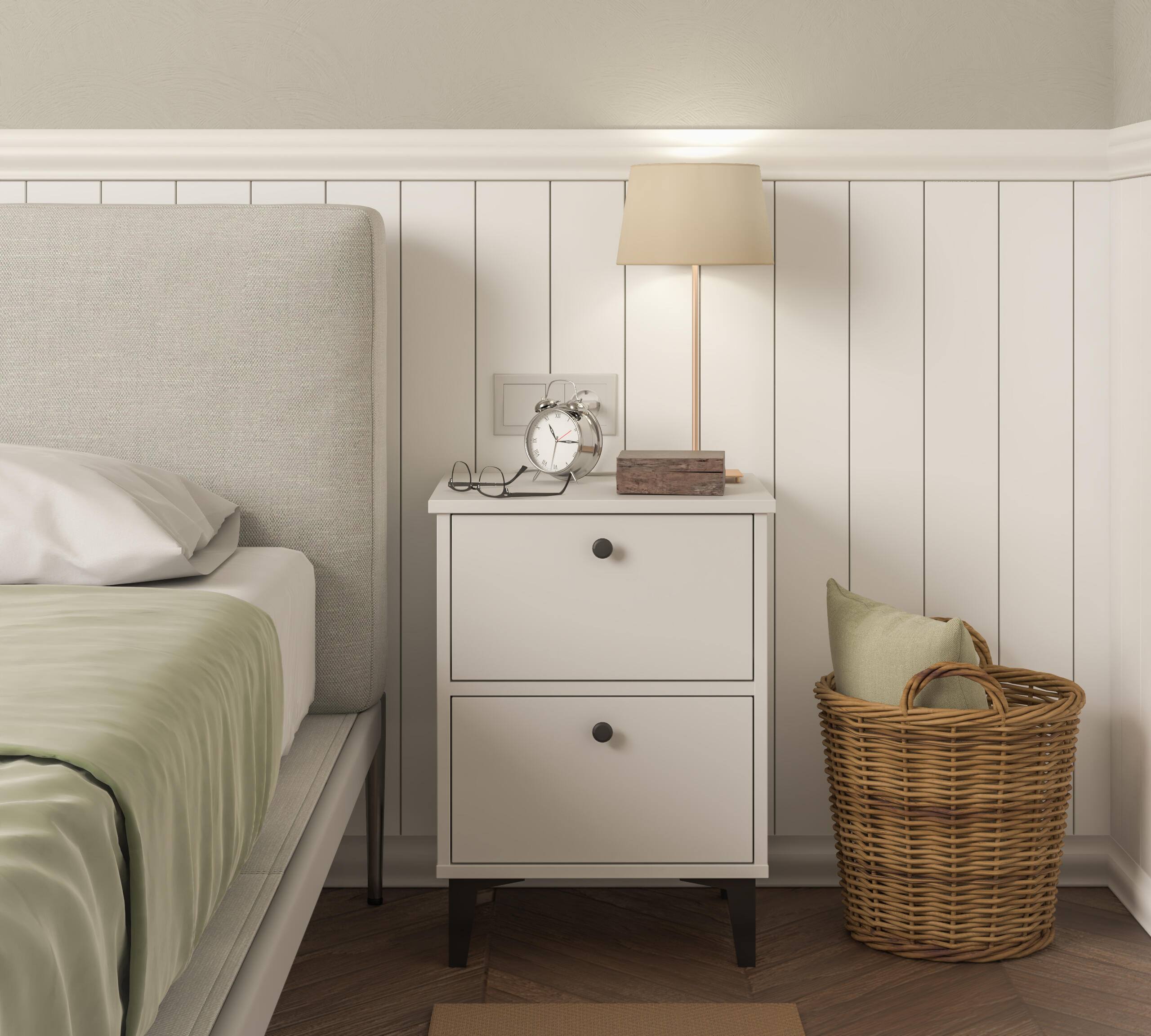 Mesinha de cabeceira 56,9x40x34 cm 2 gavetas branco Noche Limia - 16