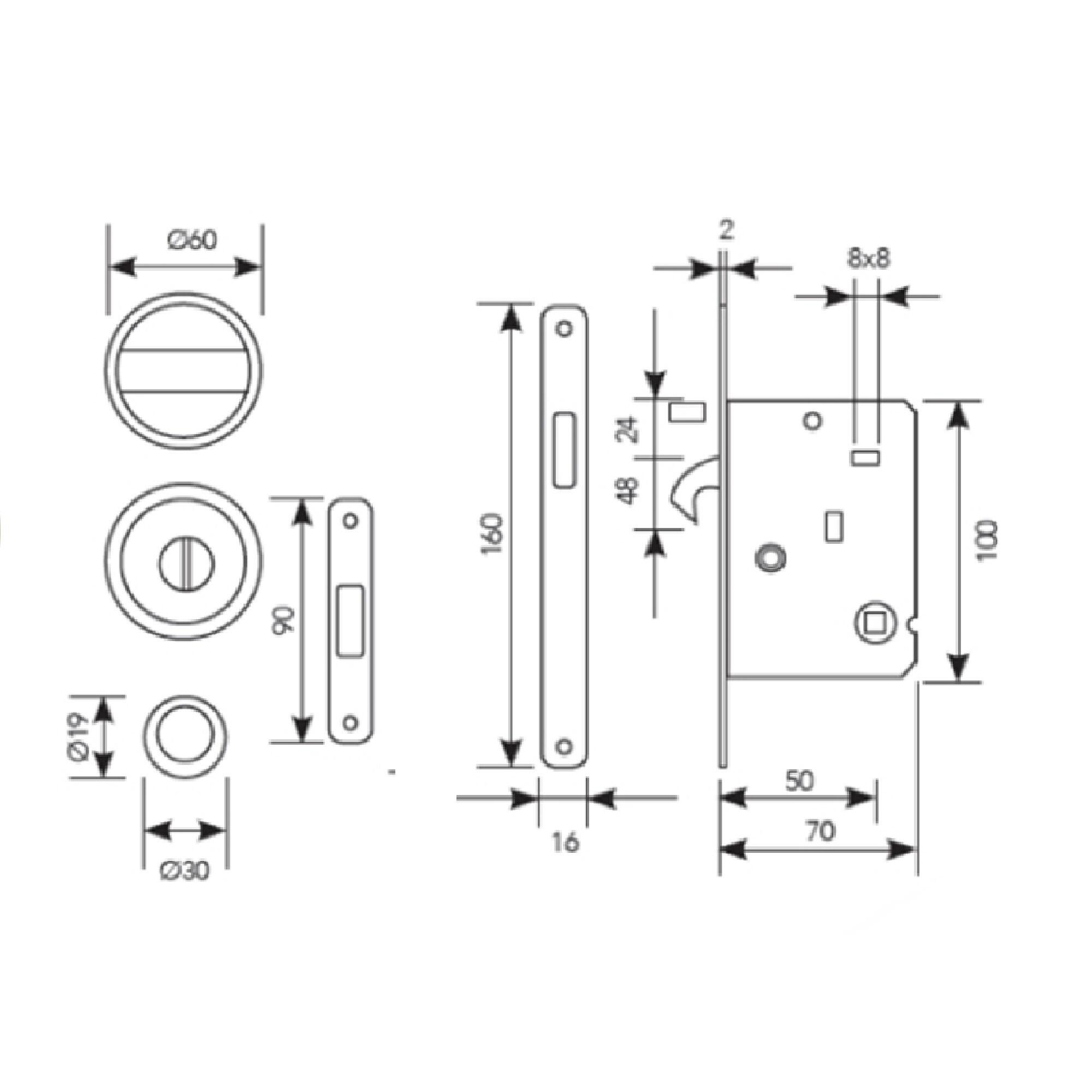 Kit puerta corredera con picaporte oval niquel - 2