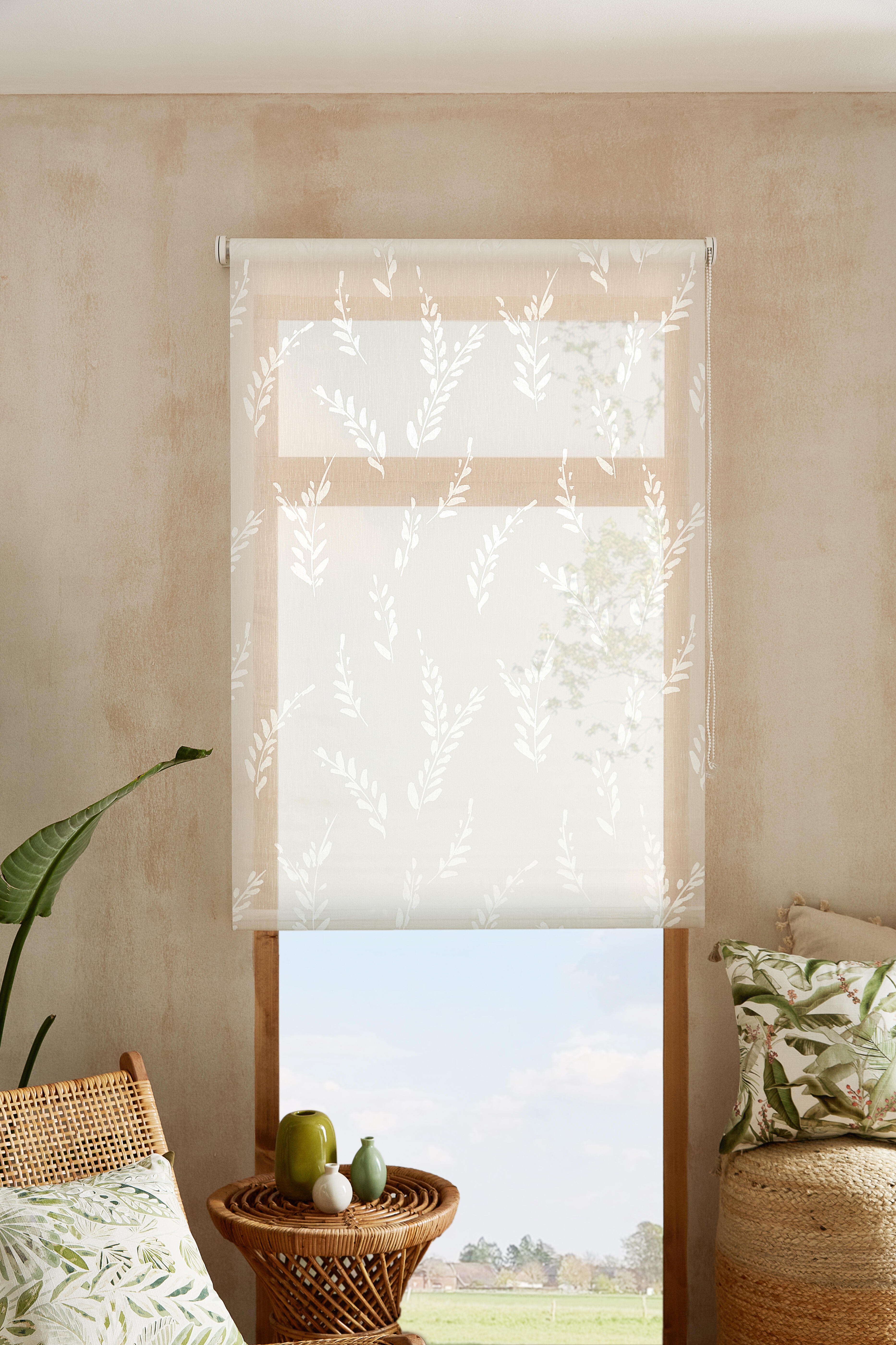 Estor enrollable translúcido  con cadena Pampa poliéster hoja blanco  de 90x250cm - 8