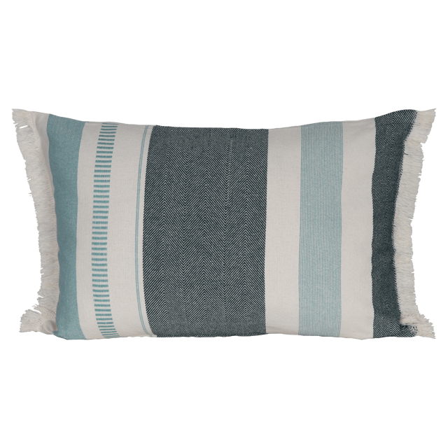 Cojín decorativo rectangular Billy algodón liso verde emerald doble cara con flecos INSPIRE 40x60cm