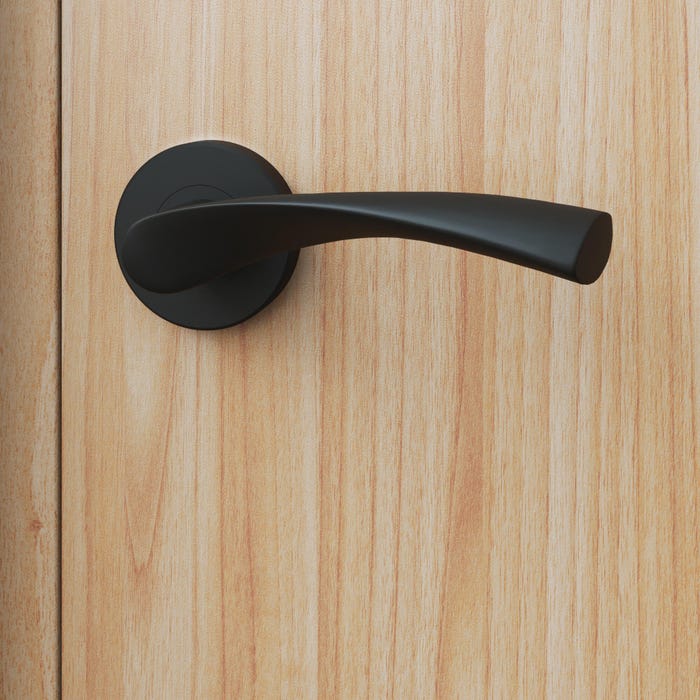 poignée  de porte sur rosace finition noir mat