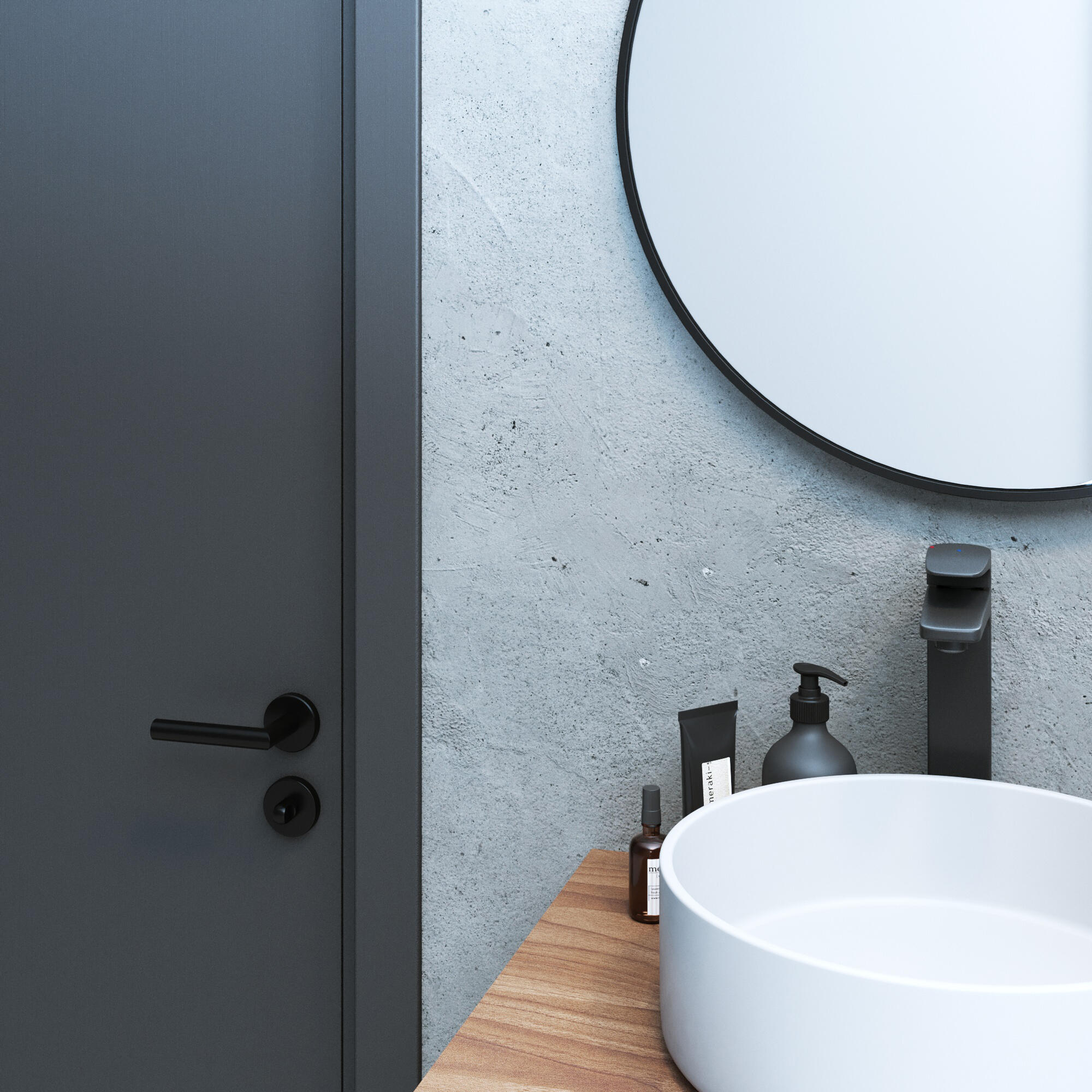 Poignée de porte sur rosace noir THEA x2 - 4