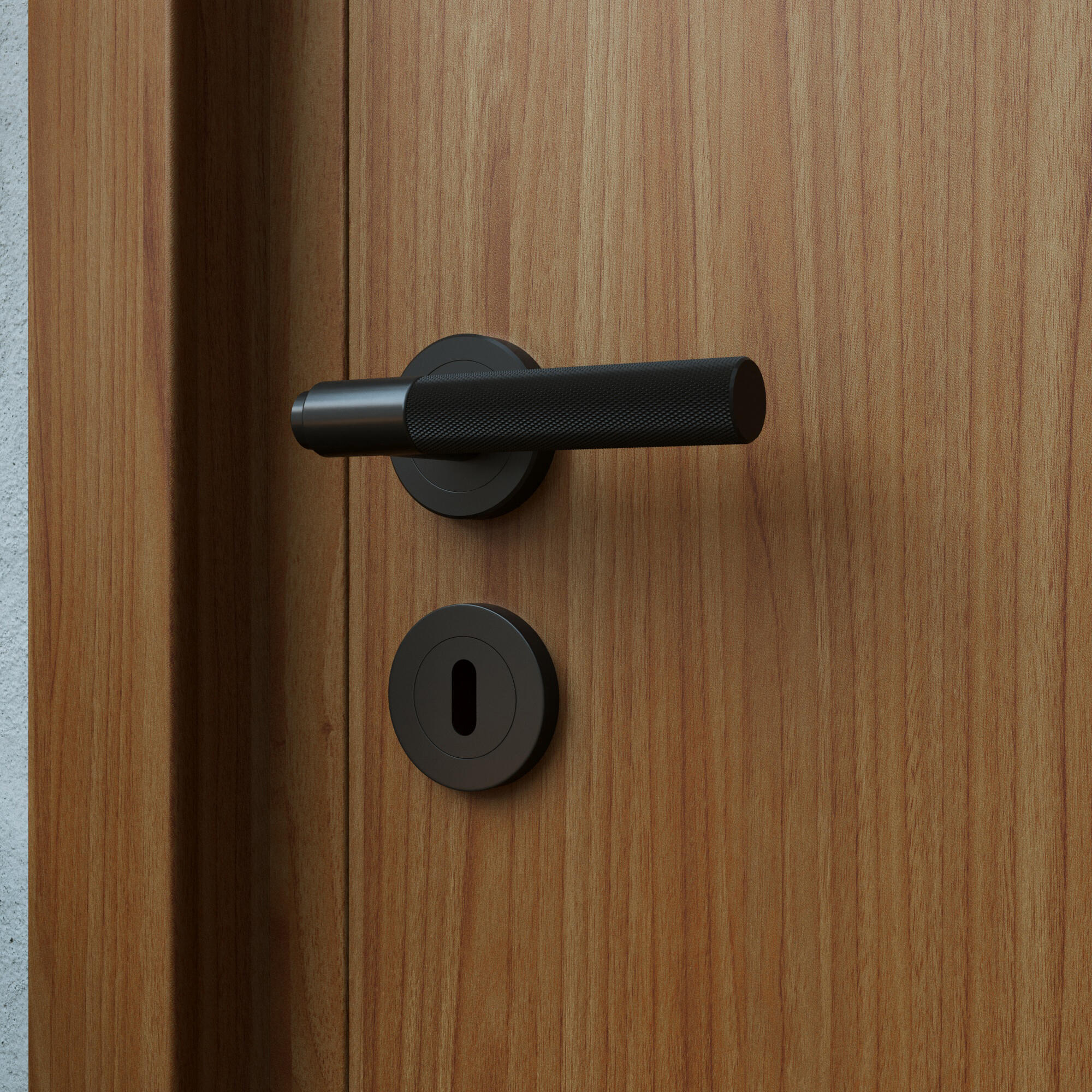 Puxador de porta roseta alumínio preto mate Inspire Axel - 12