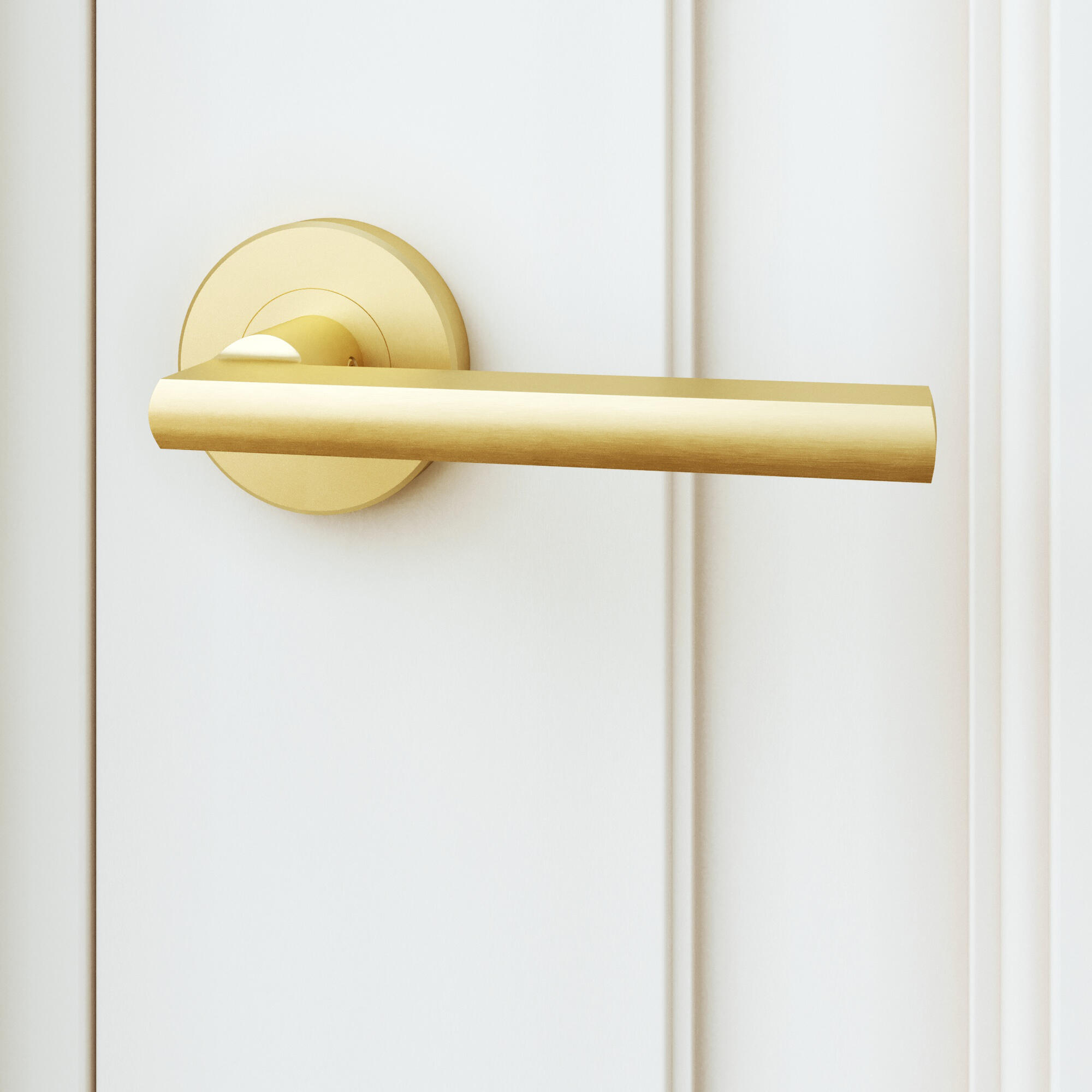 Poignée de porte sur rosace LEE en laiton brossé - 1