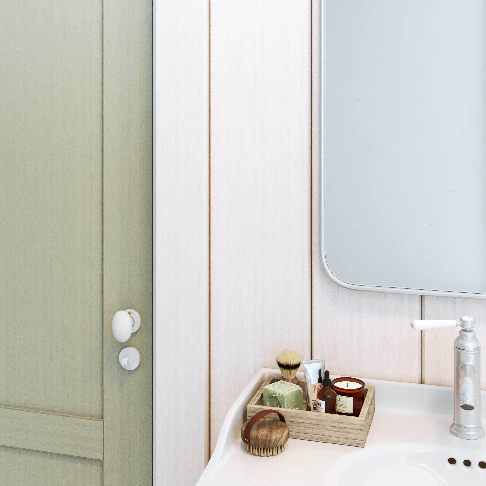 2 poignées sur rosace INSPIRE Gilda porcelaine blanc et laiton A10 - 6