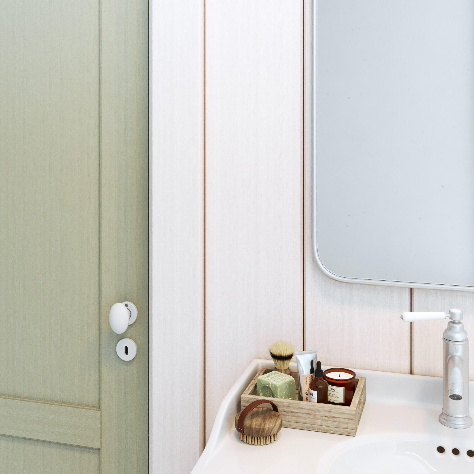 2 poignées sur rosace INSPIRE Gilda porcelaine blanc et nickel A10 - 5