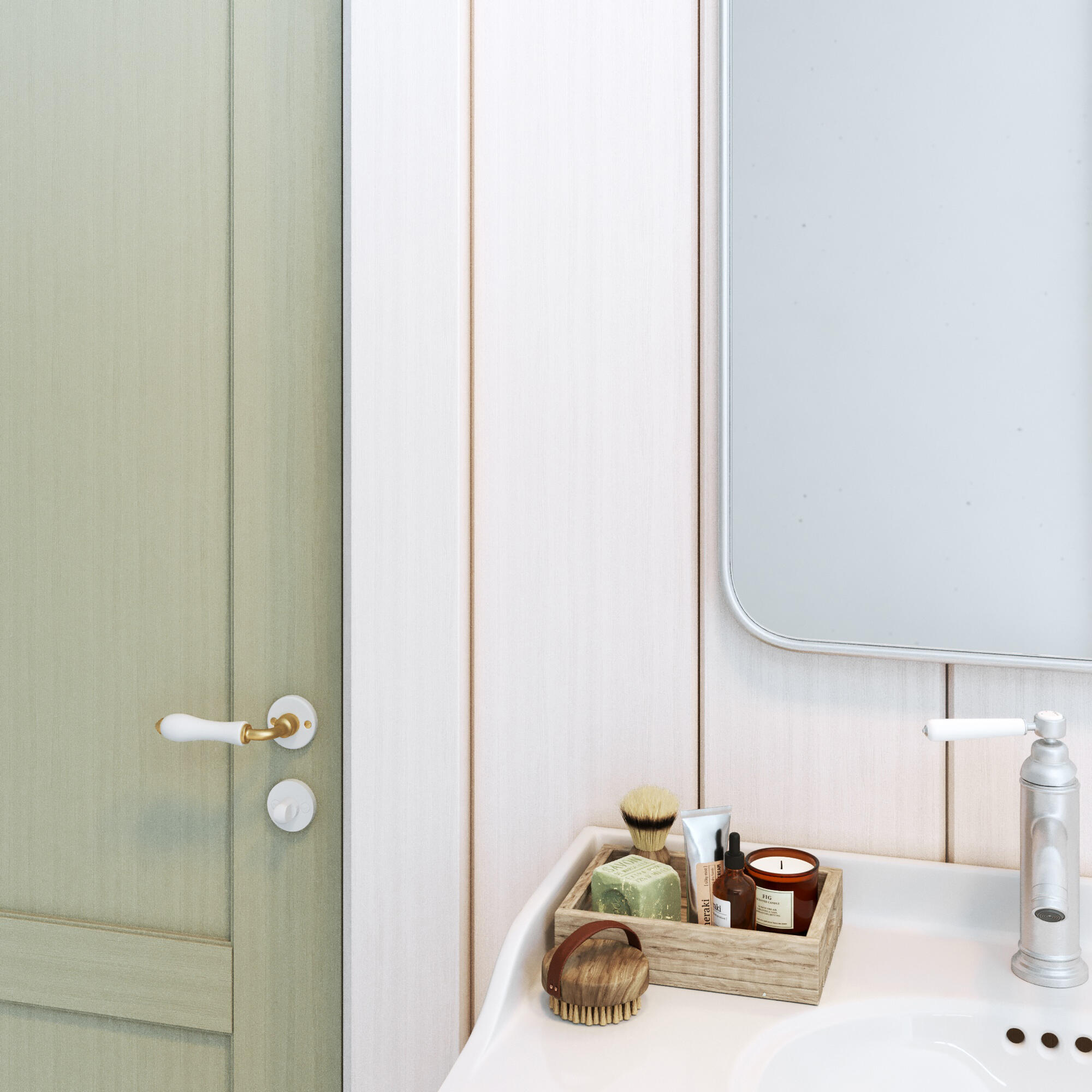 Poignée de porte sur rosace en porcelaine blanche MAYA INSPIRE